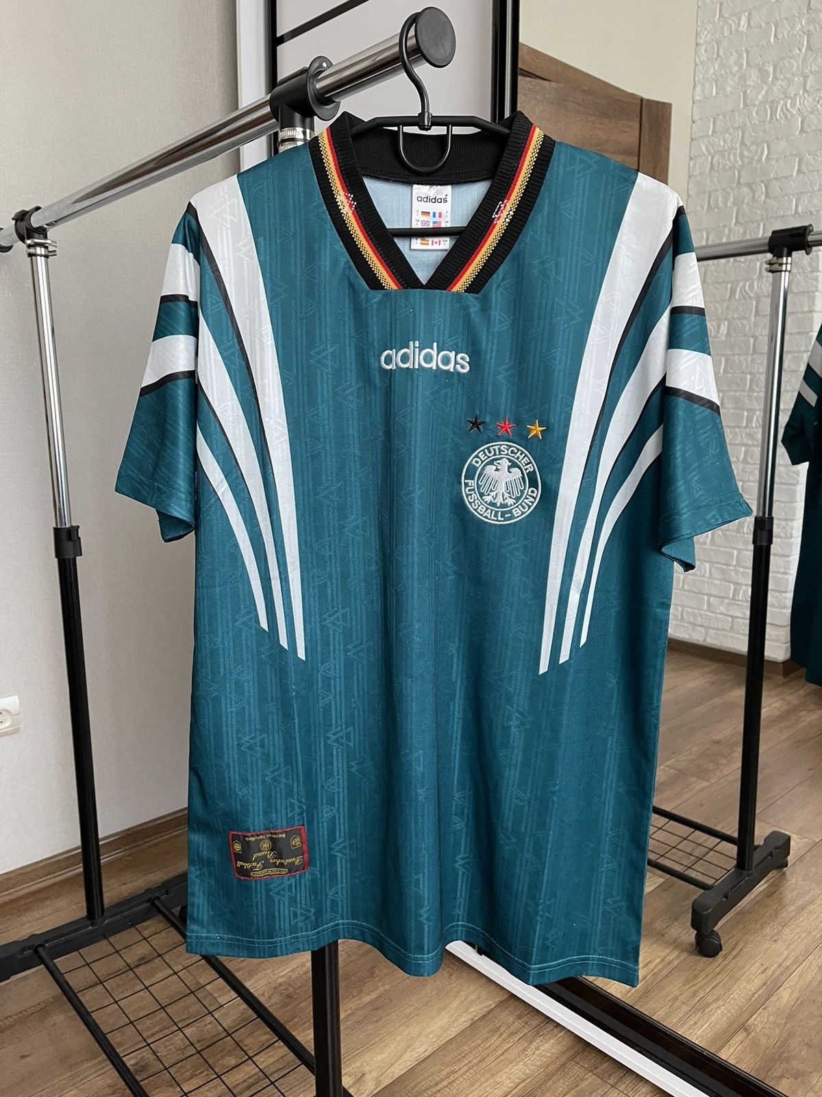 Adidas 1996/1997 Adidas Germany Deutschland Vintage Soccer Jersey Size US L / EU 52-54 / 3 - 3 Thumbnail