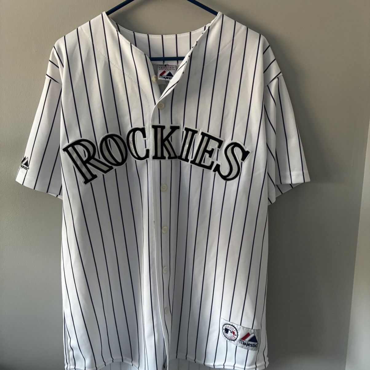 Majestic Colorado Rockies MLB Pinstripe Full Button Jersey Size US L / EU 52-54 / 3 - 1 Thumbnail