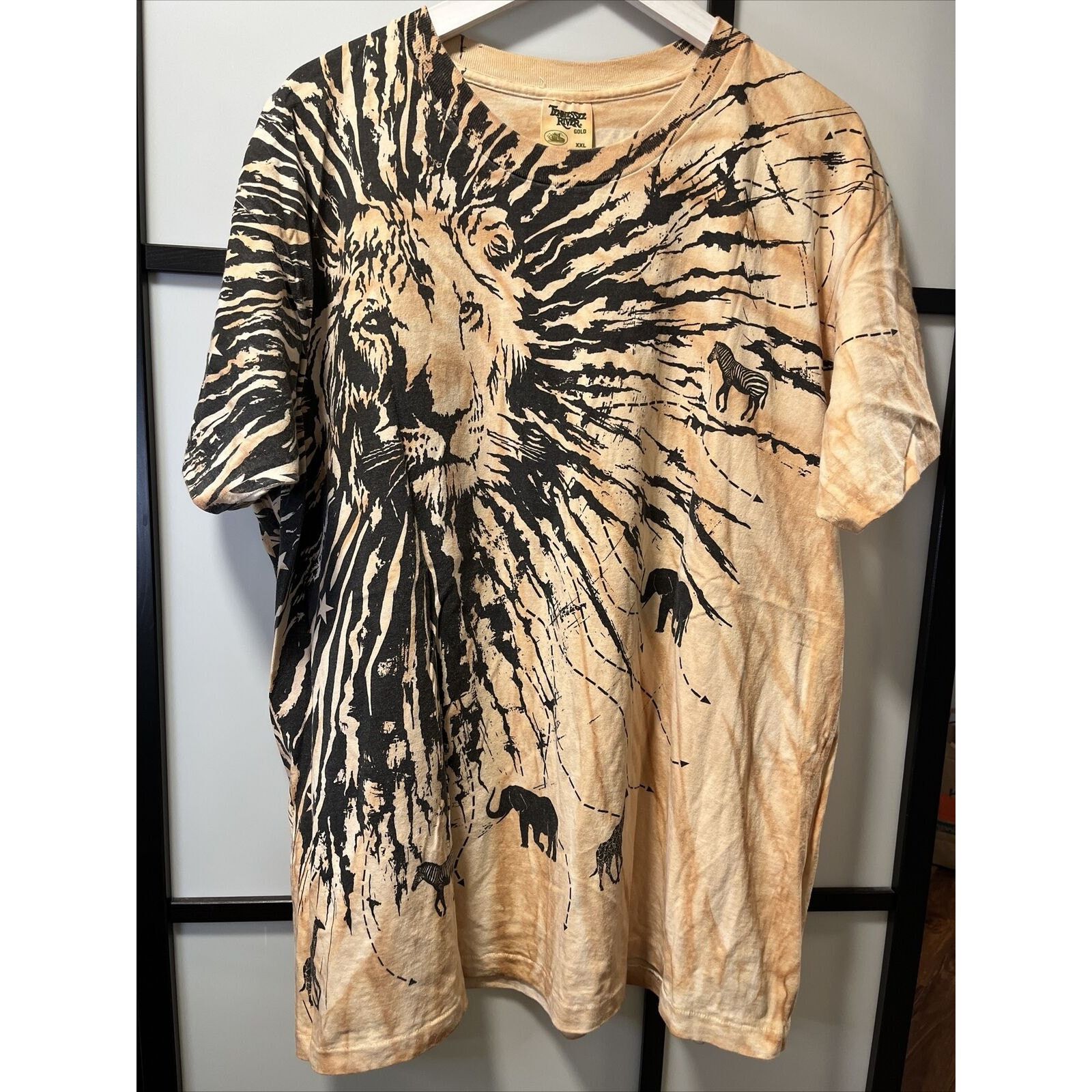 image of Tennessee Apparel Company Vintage Lion Aop Shirt Size Medium 90's Gold 2Xl in Brown, Men's