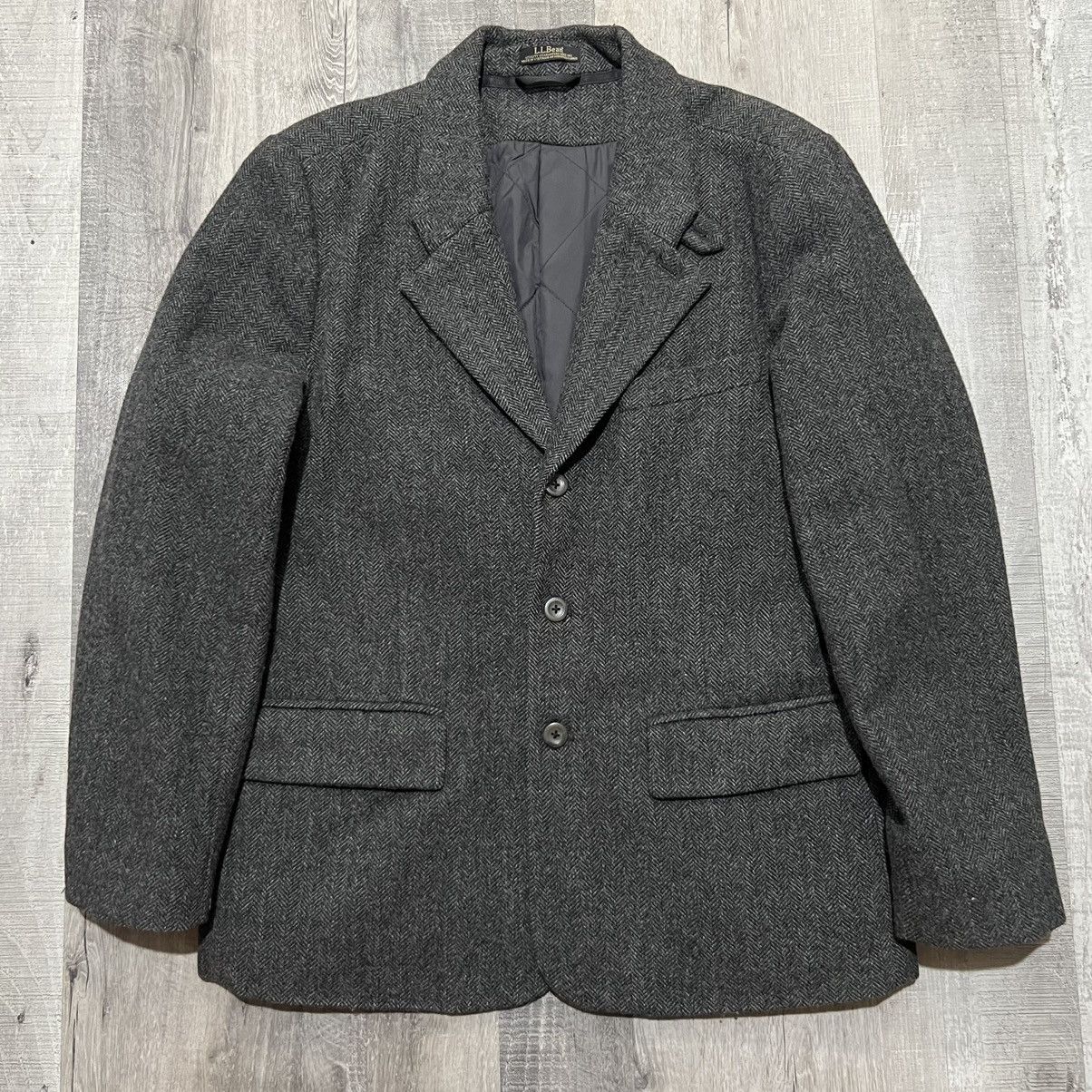 L.L. Bean LL Bean Primaloft Grey Shetland Wool Quilted Blazer Coat Size 46R - 1 Thumbnail