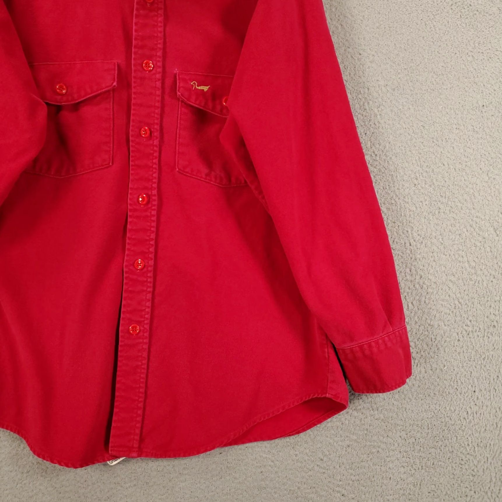 Denime VINTAGE Duxbak Shirt Mens Large Red Denim Button Up Long Sleeve Button Pockets Size US L / EU 52-54 / 3 - 4 Thumbnail