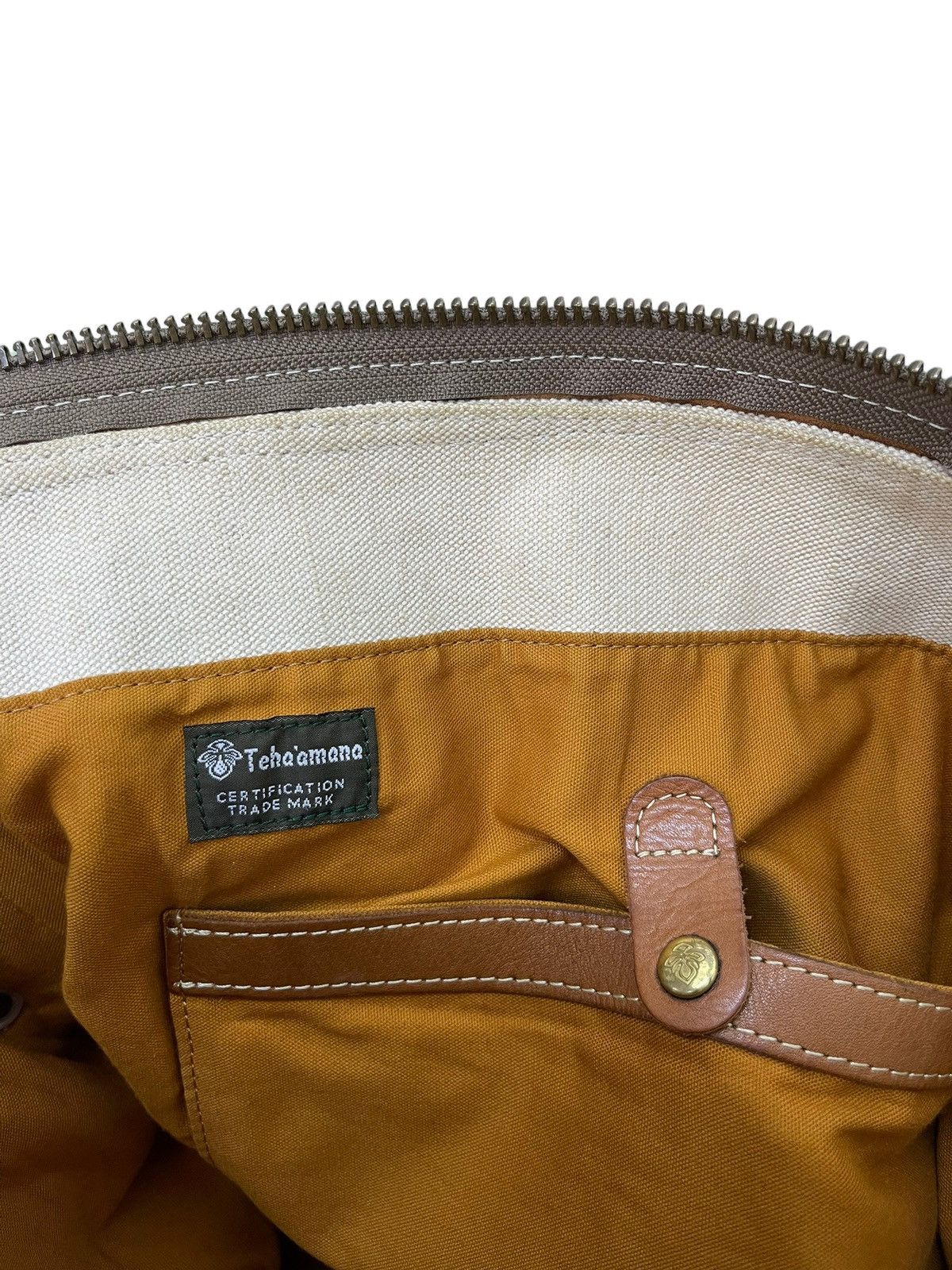 Japanese Brand Messenger Bag Teha Amana Leather Cotton Canvas Size ONE SIZE - 14 Thumbnail