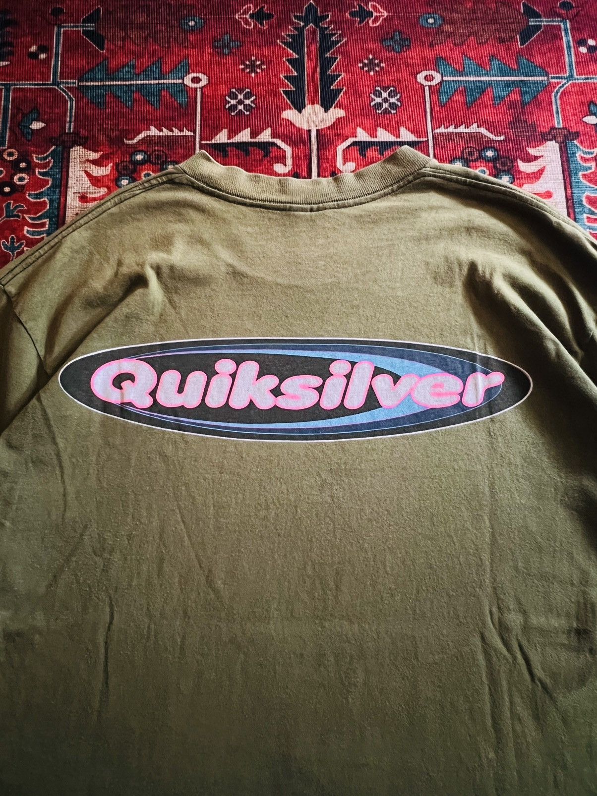 Quiksilver Vintage Quicksilver Green OG Logo Mullet Tee Size US L / EU 52-54 / 3 - 4 Thumbnail