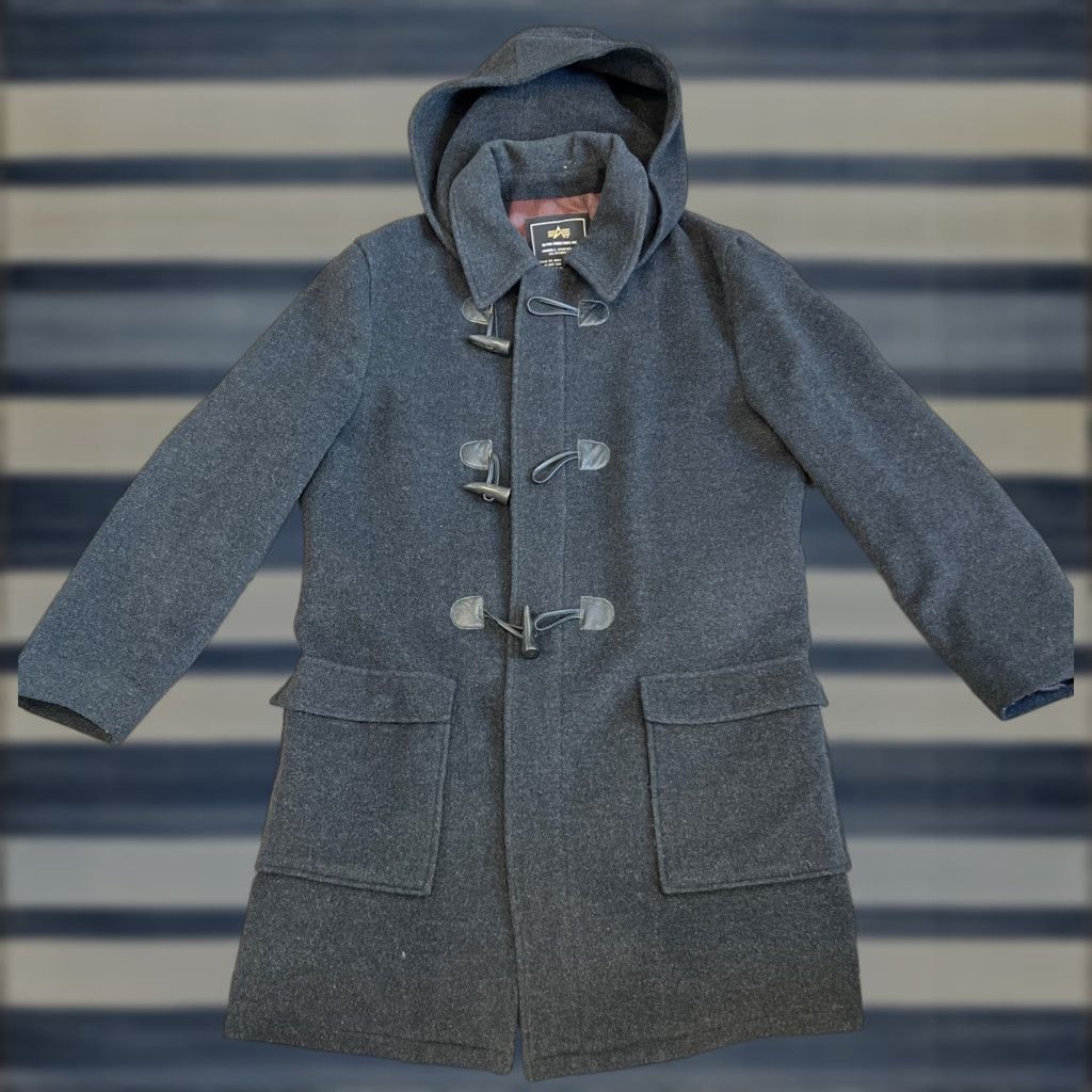 Alpha Industries VINTAGE ALPHA INDUSTRIES Coat Duffle Wool Blend Hooded Gray Medium Mens M Hoodie Zip Toggle Size US M / EU 48-50 / 2 - 1 Thumbnail