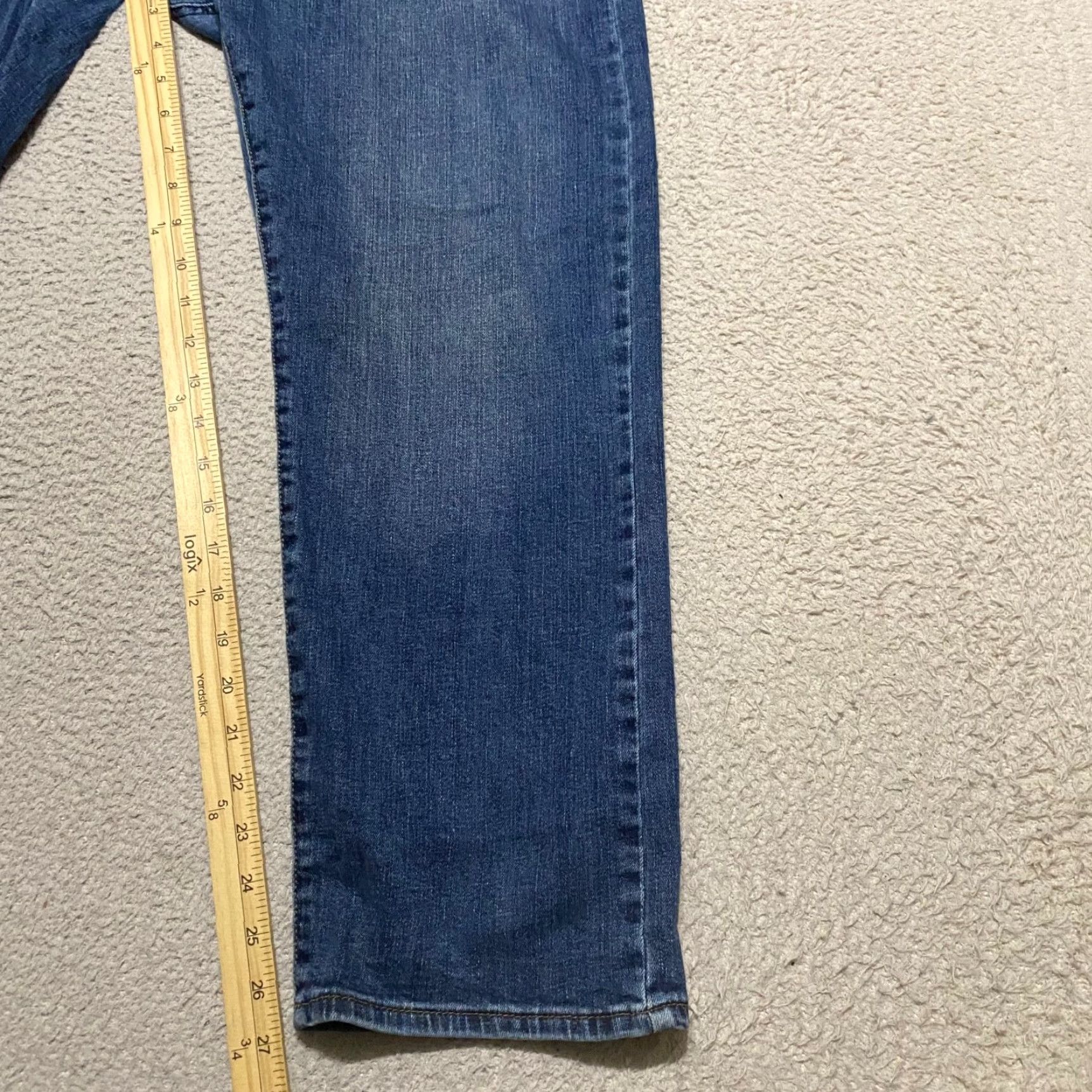 Lee Lee Jeans Slim Straight Jeans Mens 40 Blue Denim Medium Wash 5-Pocket Design Slim Fit Mid Rise Flex Waist 40x?? Inseam 27?" Size US 40 / EU 56 - 6 Thumbnail