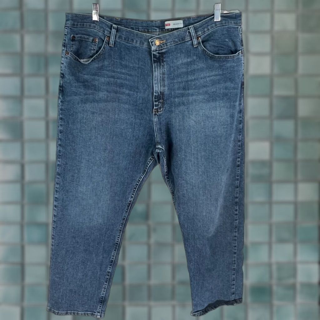 Wrangler Wrangler Jeans Mens Denim Flat Front Straight Blue Size 42 X 30 Regular 5 Pocket Belt Loops Size US 42 / EU 58 - 1 Thumbnail
