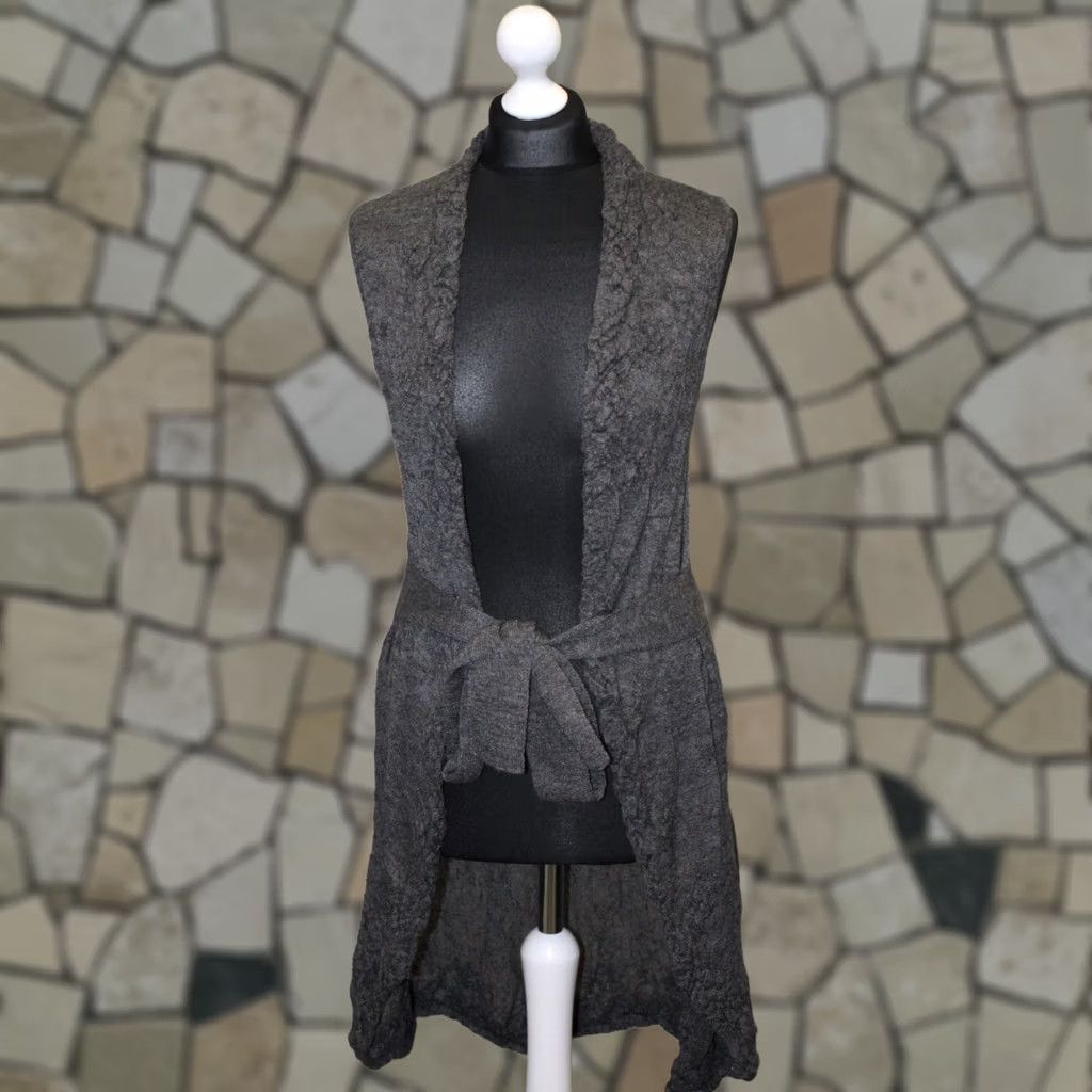 Sarah Pacini Sarah Pacini Grey Wool Vest Robe Wrap One Size Womens Cardigan Jumper Size ONE SIZE - 1 Thumbnail