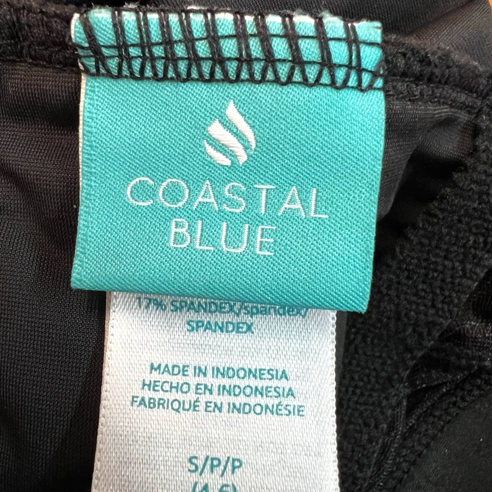 Vintage Coastal Womens One Piece Swimsuit S Halter Neck Blue/Black Cross Back French Cut Size ONE SIZE - 6 Thumbnail