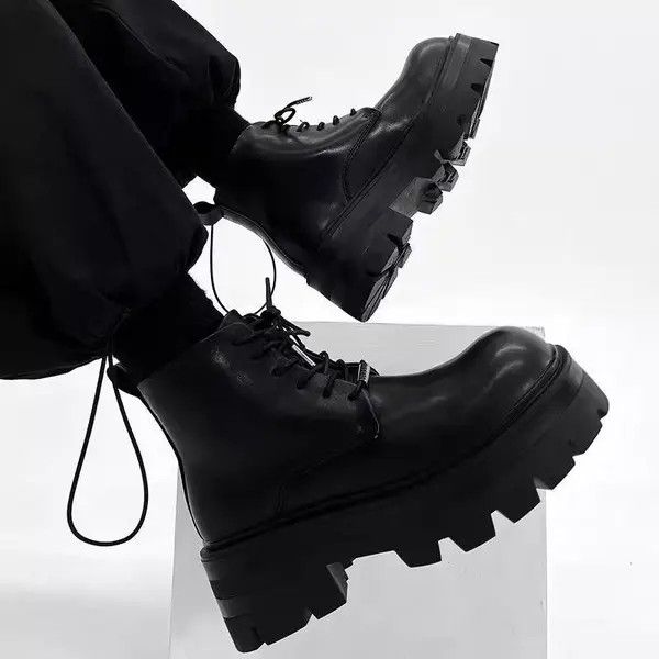 VIBE Black Thick Sole Big Head Derby Boots Size US 8 / EU 41 - 2 Thumbnail