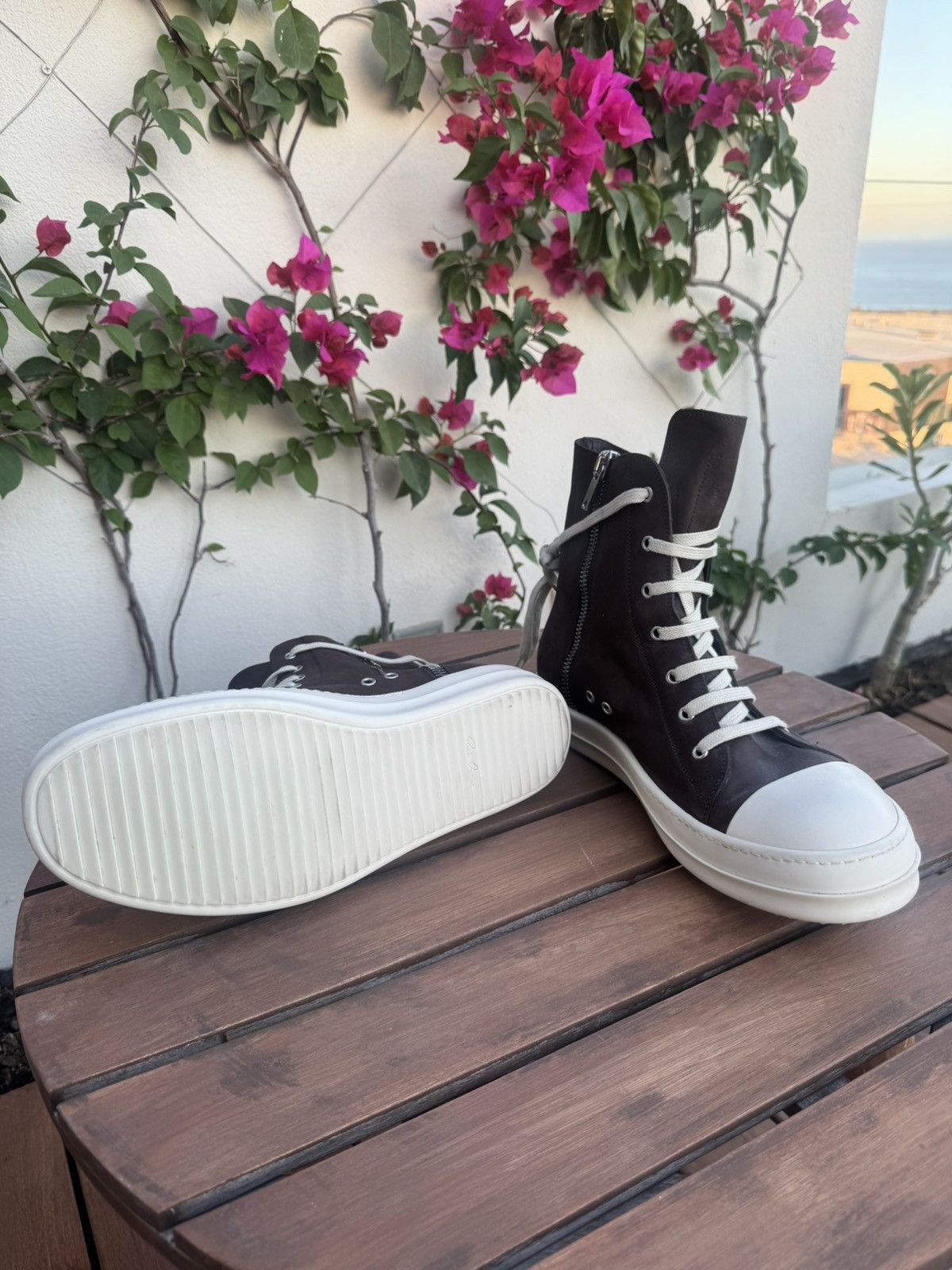 Rick Owens Drkshdw Rick Owens DRKSHDW brown leather mainline ramones Size US 13 / EU 46 - 4 Thumbnail