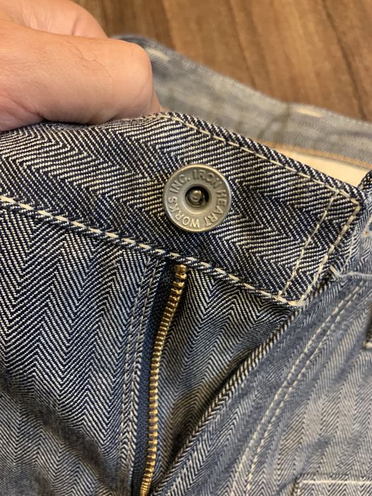 Iron Heart Iron Heart IH803indigo Denim Herringbone Logger Pants