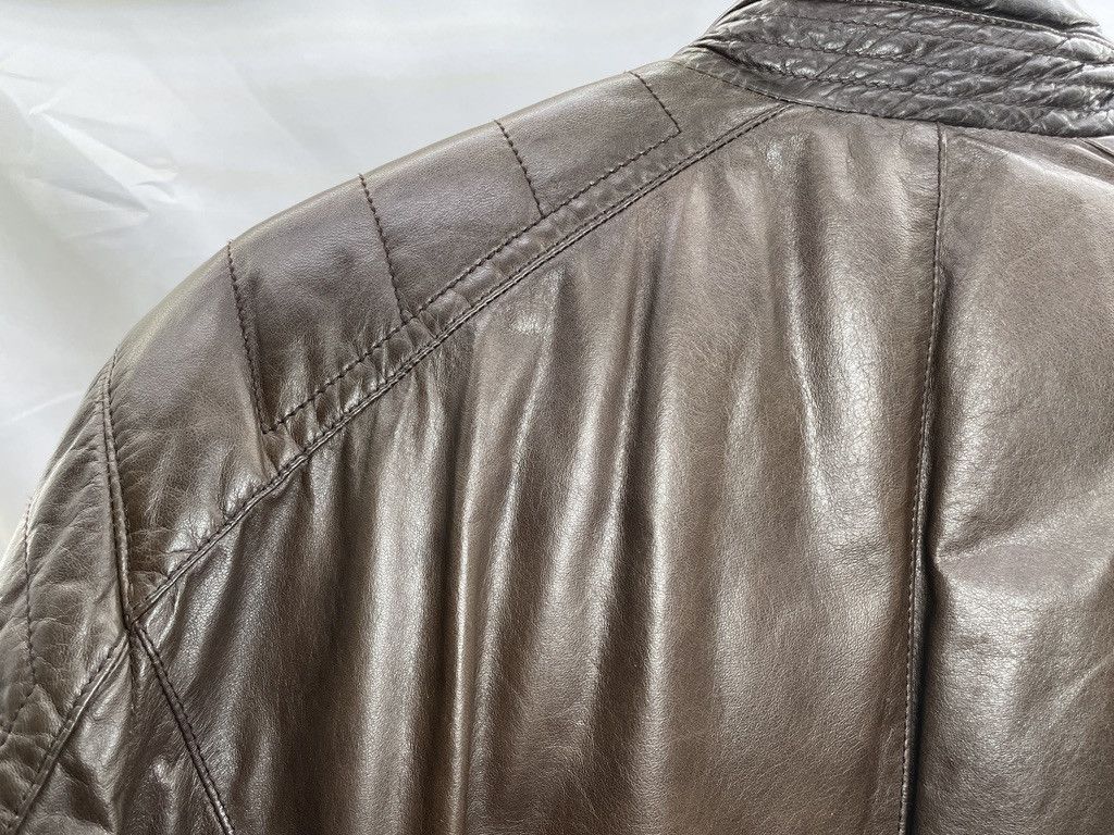 Brunello Cucinelli BRUNELLO CUCINELLI Brown Leather Nylon Blue Bomber Jacket Size US L / EU 52-54 / 3 - 12 Thumbnail