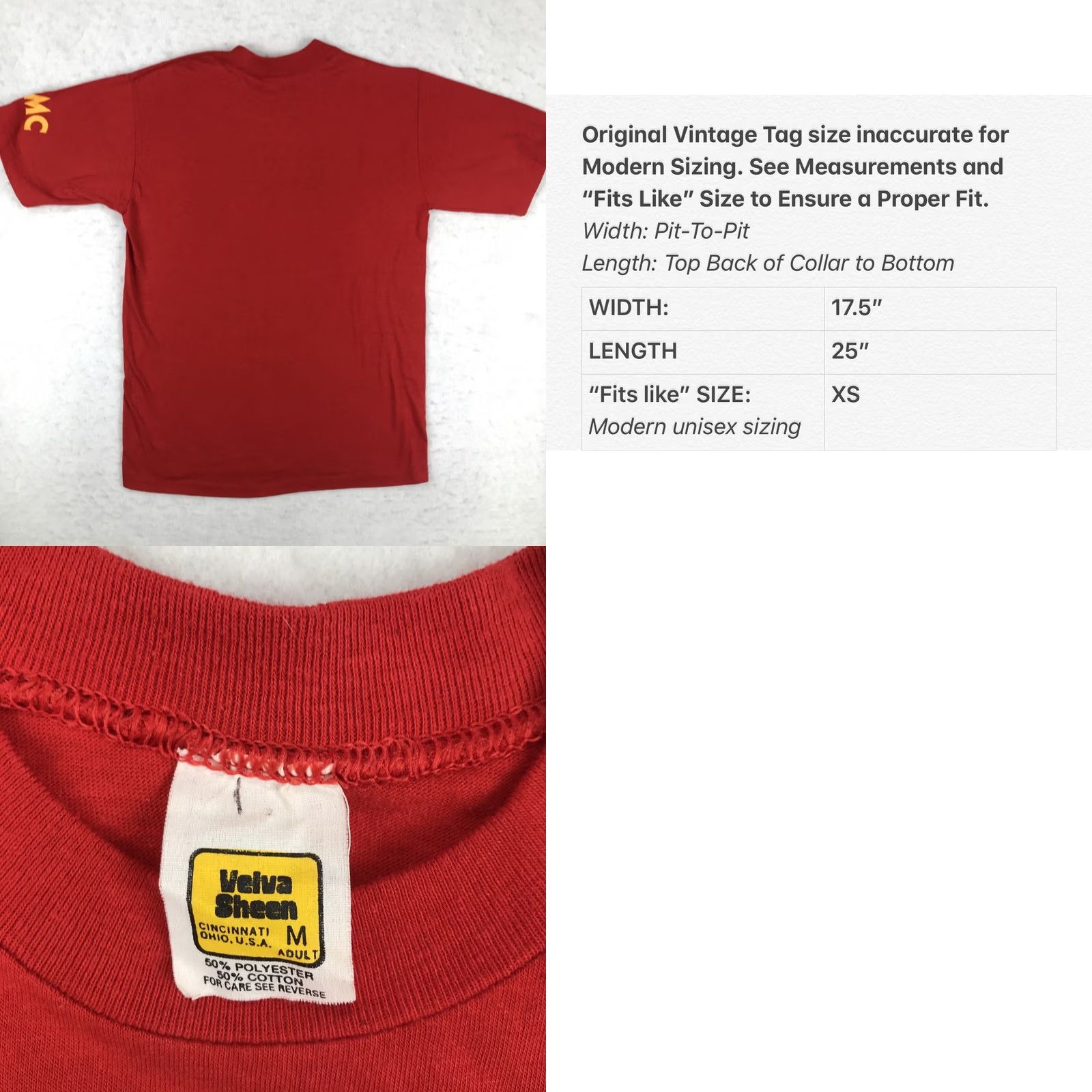 Velva Sheen vtg 1985 USMC UNITED STATES MARINE CORPS MARATHON T-Shirt XS single stitch Men Red 80s 90s USA Patriotic Marine T-Shirt Mens XS Red USMC Marathon Size US XS / EU 42 / 0 - 8 Thumbnail