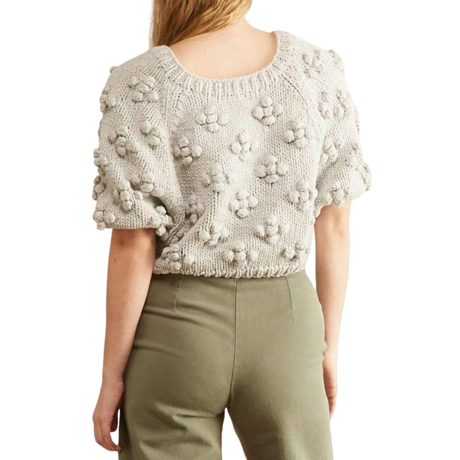 Caron Callahan A6 NEW CALLAHAN Light Gray Knit Cotton/Acrylic Sweater Sz M Size M / US 6-8 / IT 42-44 - 4 Thumbnail