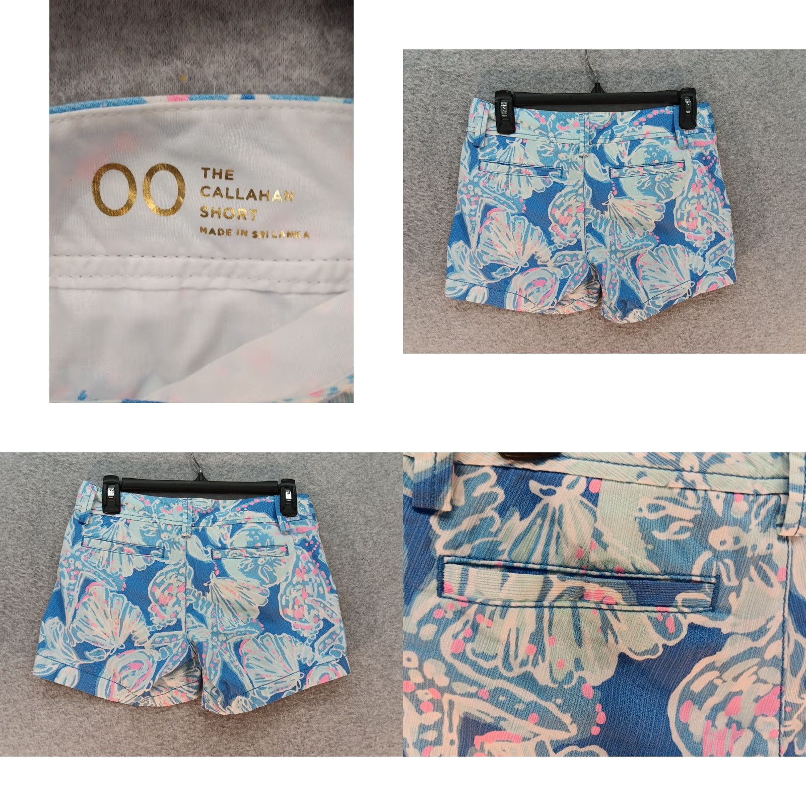 Lilly Pulitzer Lilly Pulitzer Women's Shorts Chino 00 Blue Pink Floral Tropical Resort Summer EUC Size 24" / US 00 / IT 34 - 8 Thumbnail