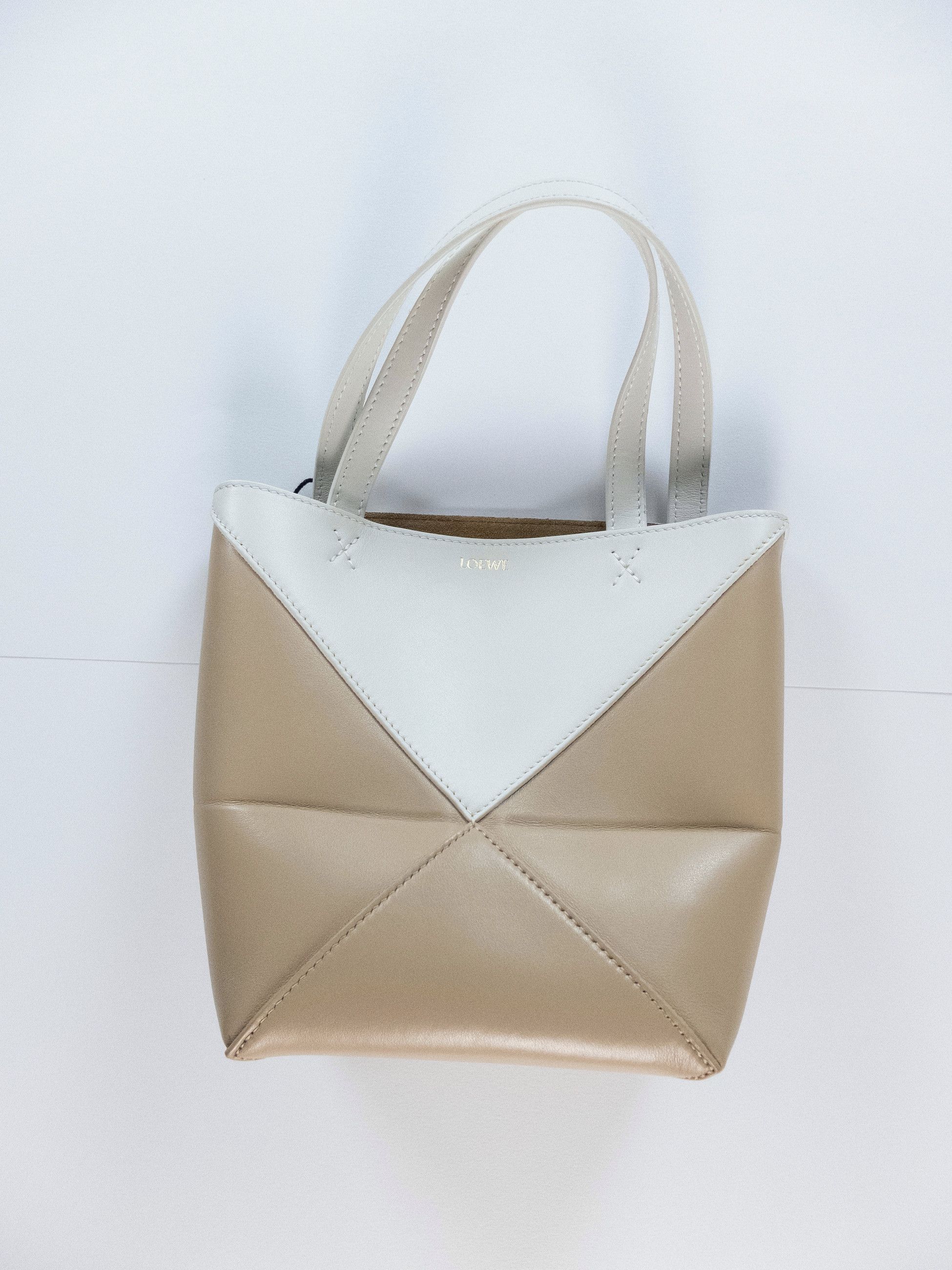 Loewe LOEWE Puzzle Fold Mini beige & white leather tote bag NWT Size ONE SIZE - 5 Thumbnail