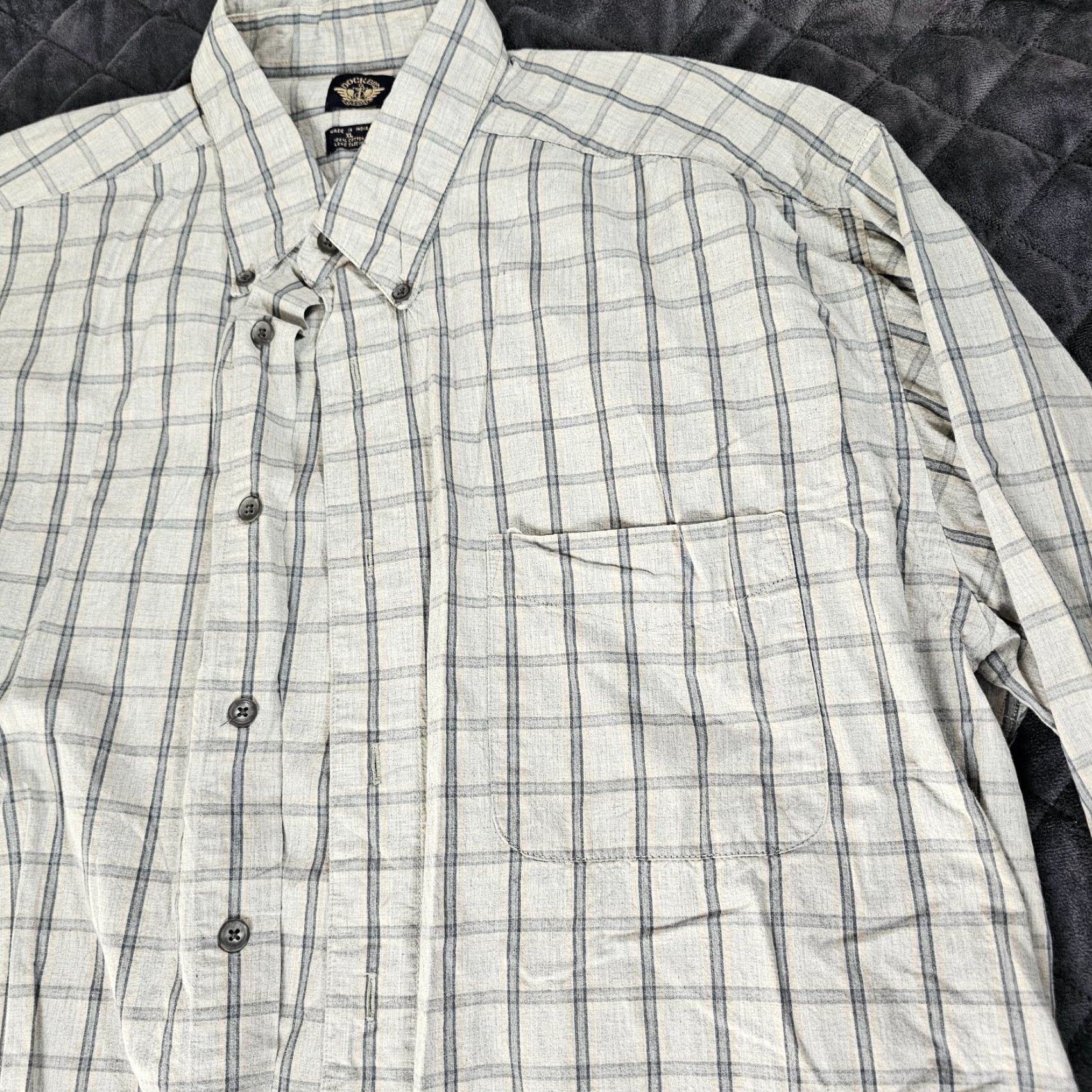 Dockers DOCKERS Button-Up Shirt Men XL Long Sleeve Gray Plaid Cotton Casual Size US XL / EU 56 / 4 - 4 Thumbnail