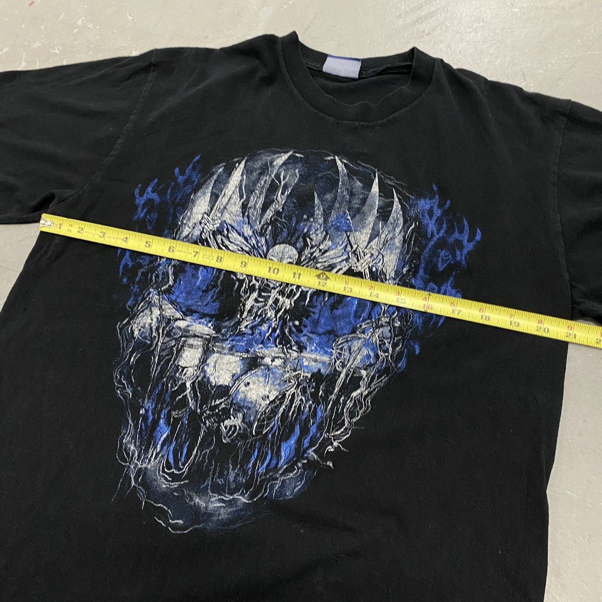 Affliction × Japanese Brand × Vintage Vtg Y2K Gothic Skull Drumkit Skeleton Flame Tee Grunge Size US L / EU 52-54 / 3 - 2 Thumbnail