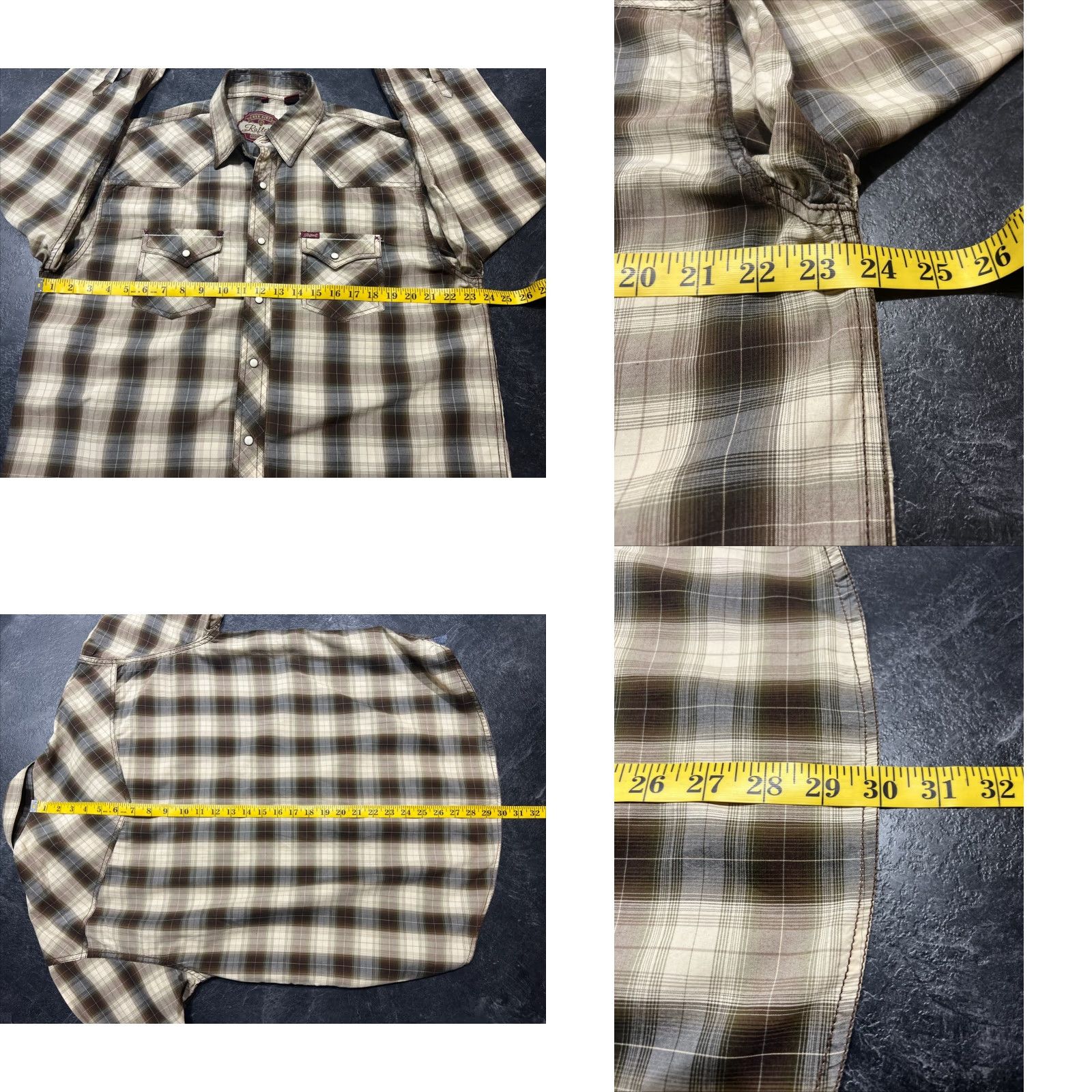 Vintage Rafter C Shirt Western Plaid Pearl Snap Button-Up XL Brown Mens Cowboy Rodeo Size US XL / EU 56 / 4 - 8 Thumbnail