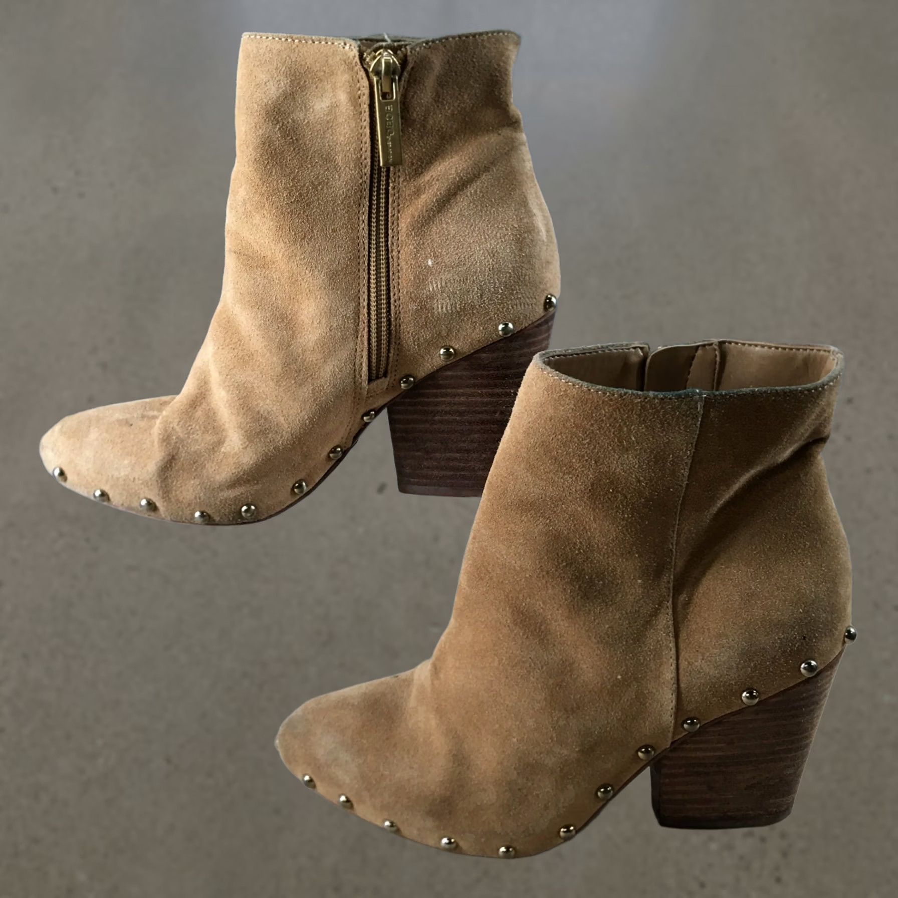 BCBGeneration BCBGGeneration Boots Womens 6 M Jonnie Ankle Booties Brown Suede Heels Studded Boots Size US 6 / IT 36 - 1 Thumbnail