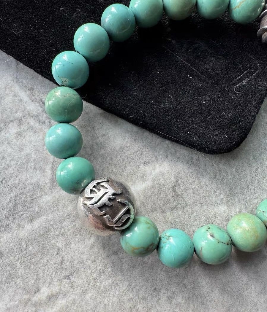Chrome Hearts Chrome Hearts Turquoise Two Silver Beads Bracelet Size ONE SIZE - 2 Thumbnail