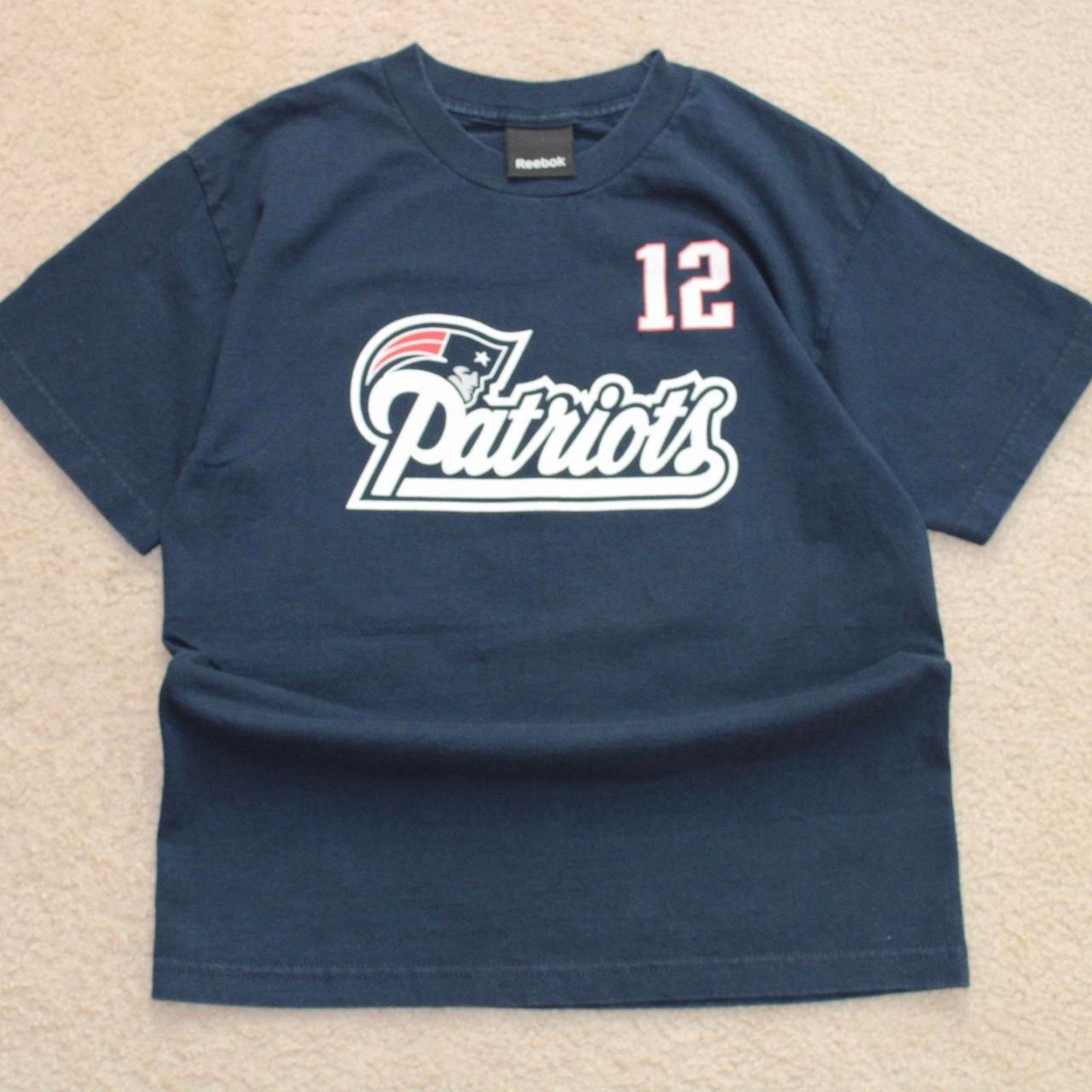 Reebok Navy Blue Vintage Reebok Tom Brady 12 Patriots Graphic Tee Size US M / EU 48-50 / 2 - 6 Thumbnail