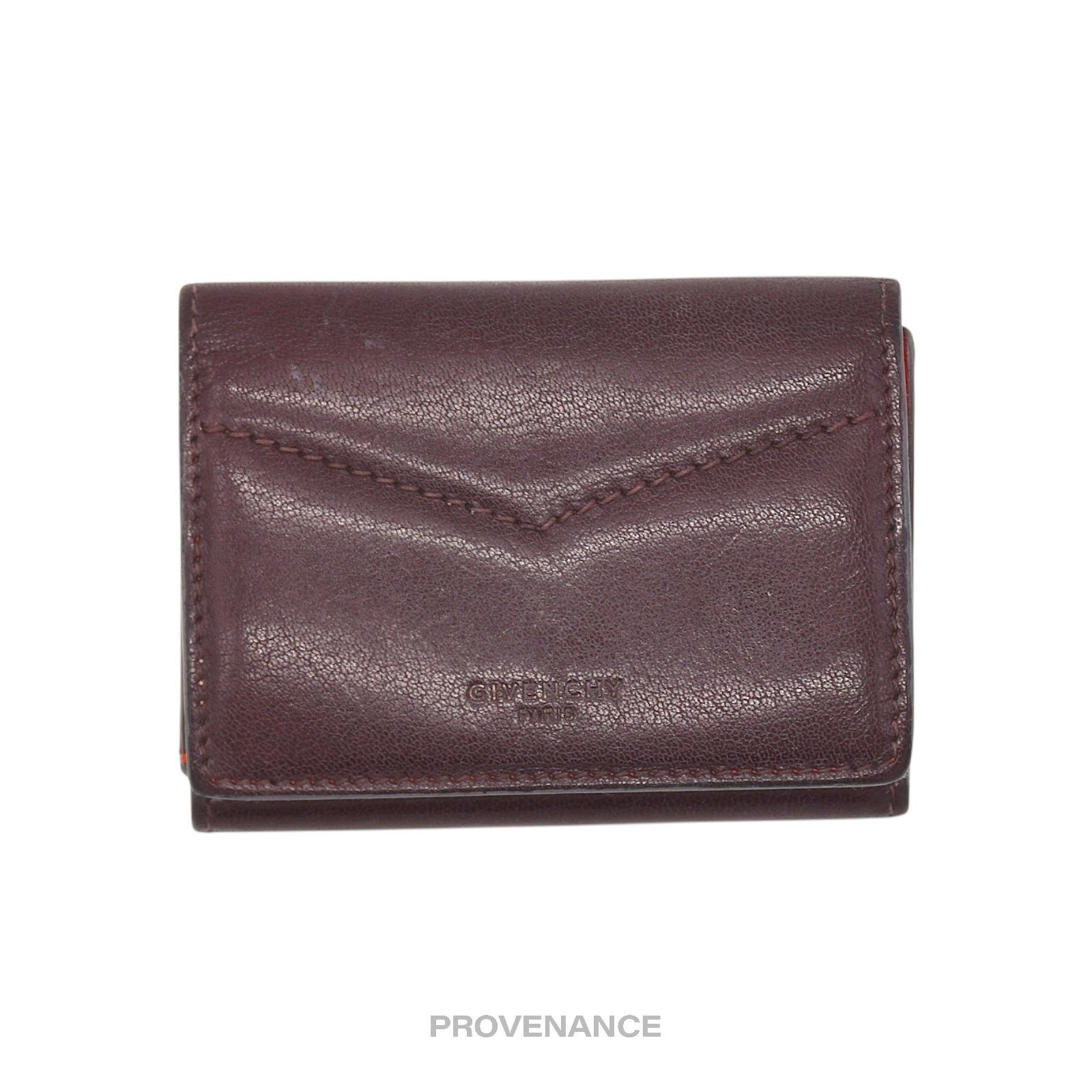 Givenchy 🔴 Givenchy Two Tone Trifold Wallet - Burgundy Red Leather Size ONE SIZE - 1 Thumbnail