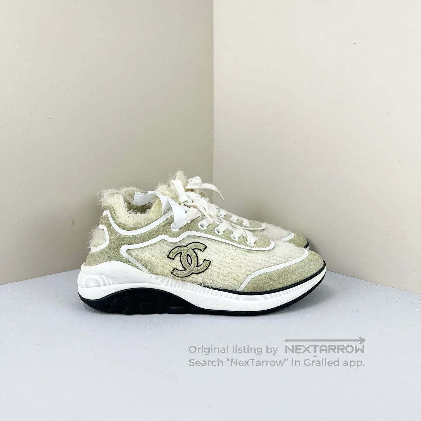 Chanel Chanel Beige Chanel Knit CC Logo Sneakers| Size US 7 / IT 37 - 5 Thumbnail