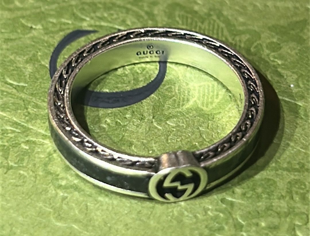Gucci Gucci Interlocking G Enamel Thin Ring Black Ag925 Size ONE SIZE - 3 Thumbnail