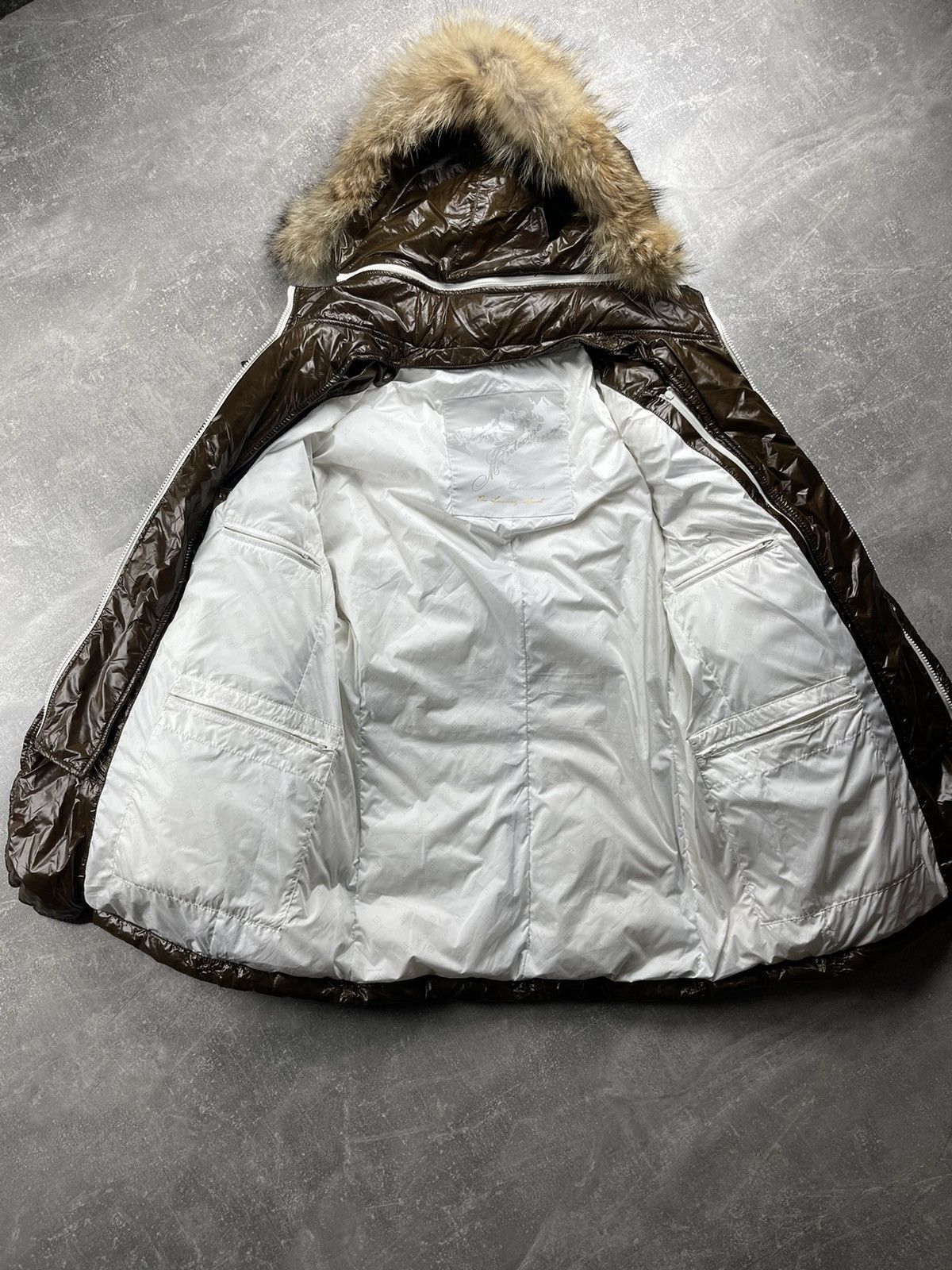 Montecore Montecore Dolomiti Down Puffer Jacket Brown Glossy Fur Hood Size US L / EU 52-54 / 3 - 11 Thumbnail