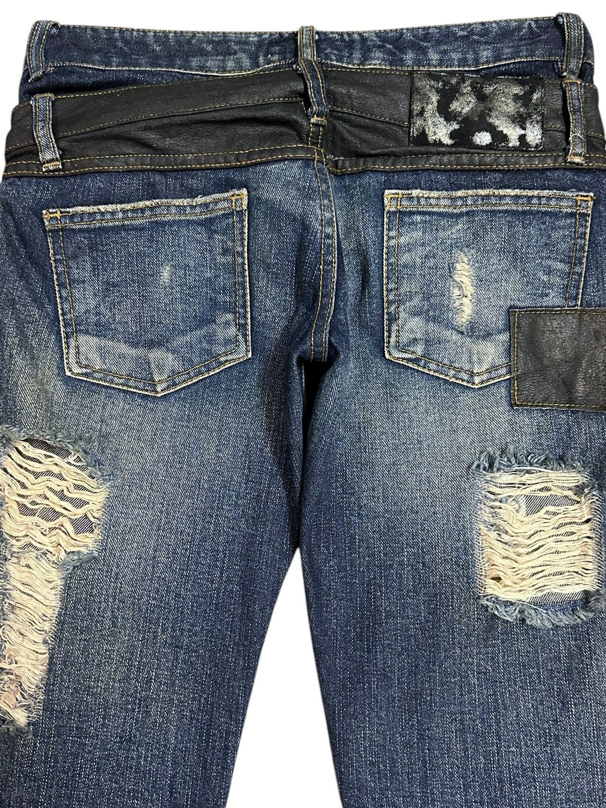 If Six Was Nine Vintage Japanese Brand Double Waist Distressed Flare Jeans Size US 28 / EU 44 - 5 Thumbnail