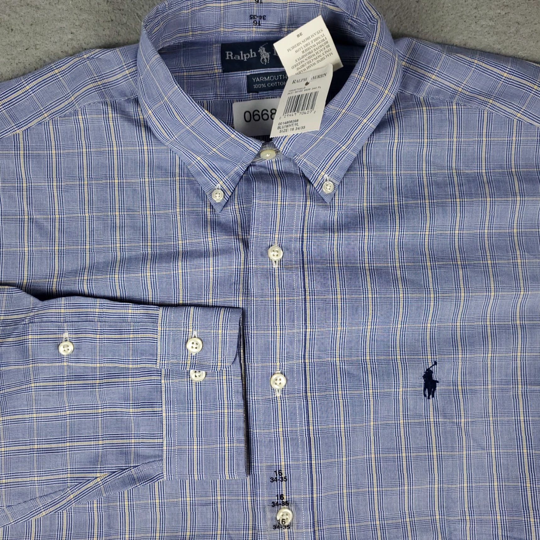 Ralph Lauren Ralph Lauren Shirt Mens 16 Blue Plaid Yarmouth Pony Dress Button Up Shirt Size 42R - 2 Thumbnail