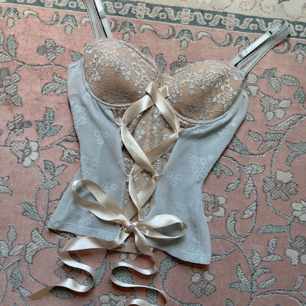 Other Romantic Rampage Blue Mesh & Lace Bustier Top (36B/34C) Size M / US 6-8 / IT 42-44 - 12 Thumbnail