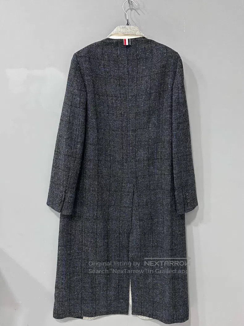Thom Browne Thom Browne Dark Grey Plaid Lapel Woolen Overcoat Size XS / US 0-2 / IT 36-38 - 3 Thumbnail