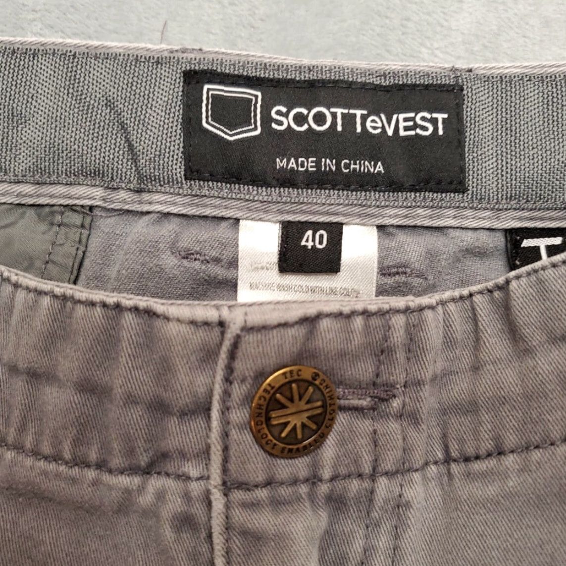 Vintage SCOTTeVEST Shorts Mens 40 Gray Chino Flat Front TEC Travel Hidden Pockets Casual Size US 40 / EU 56 - 5 Thumbnail