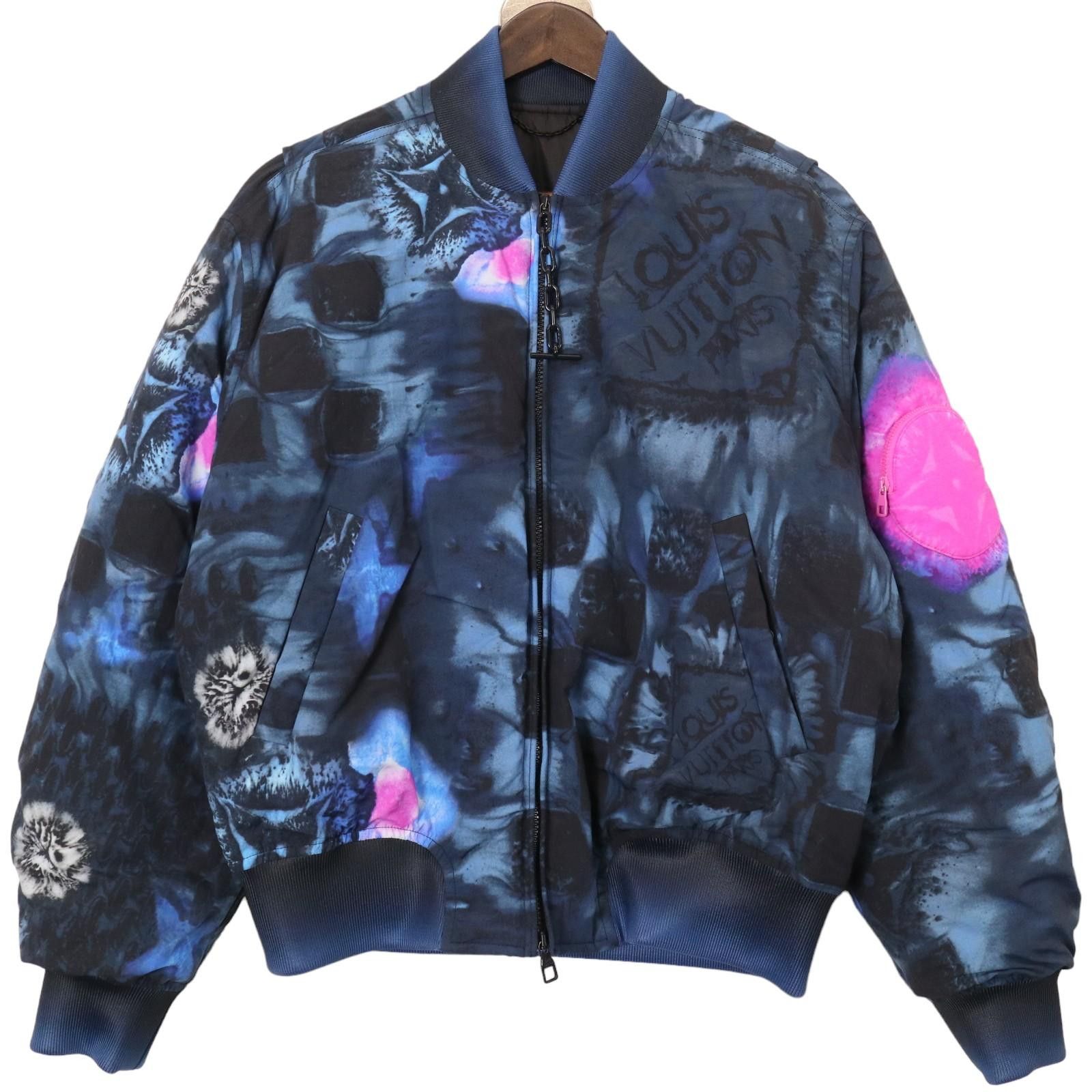 image of Louis Vuitton Salt Print Bomber in Navy, Men's (Size Small)