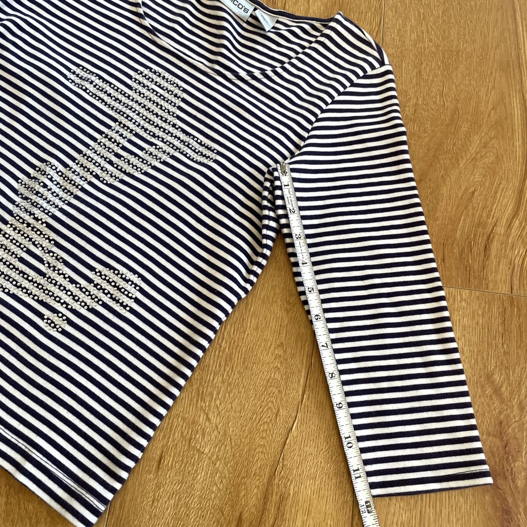 Vintage VINTAGE Chico's Navy White Striped Shirt Studded Anchor Nautical Top Cruise M Womens Size XS / US 0-2 / IT 36-38 - 6 Thumbnail