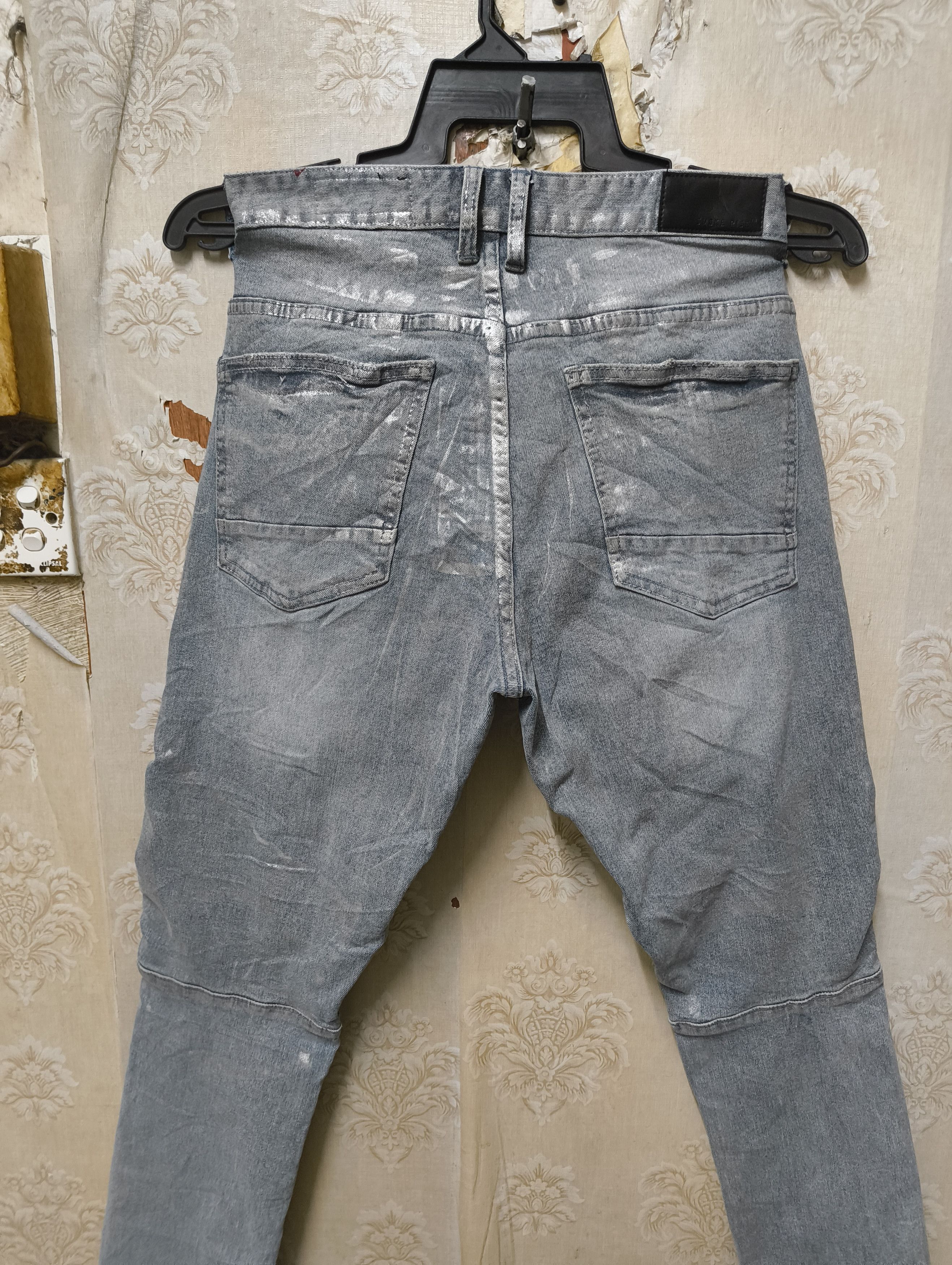 Smoke Rise SMOKE RISE JEANS BIKER STYLE SILVER EFFECT Size US 33 - 4 Thumbnail