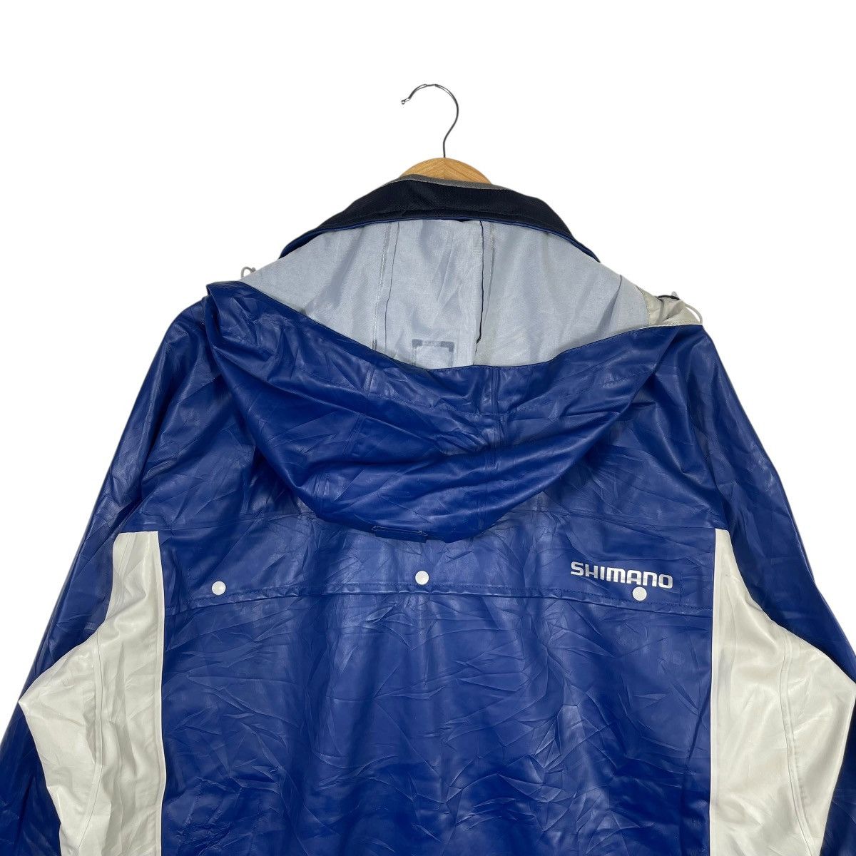 Vintage Shimano Waterproof Fishing Jacket Blue White Hooded Outdoor Size US XL / EU 56 / 4 - 8 Thumbnail