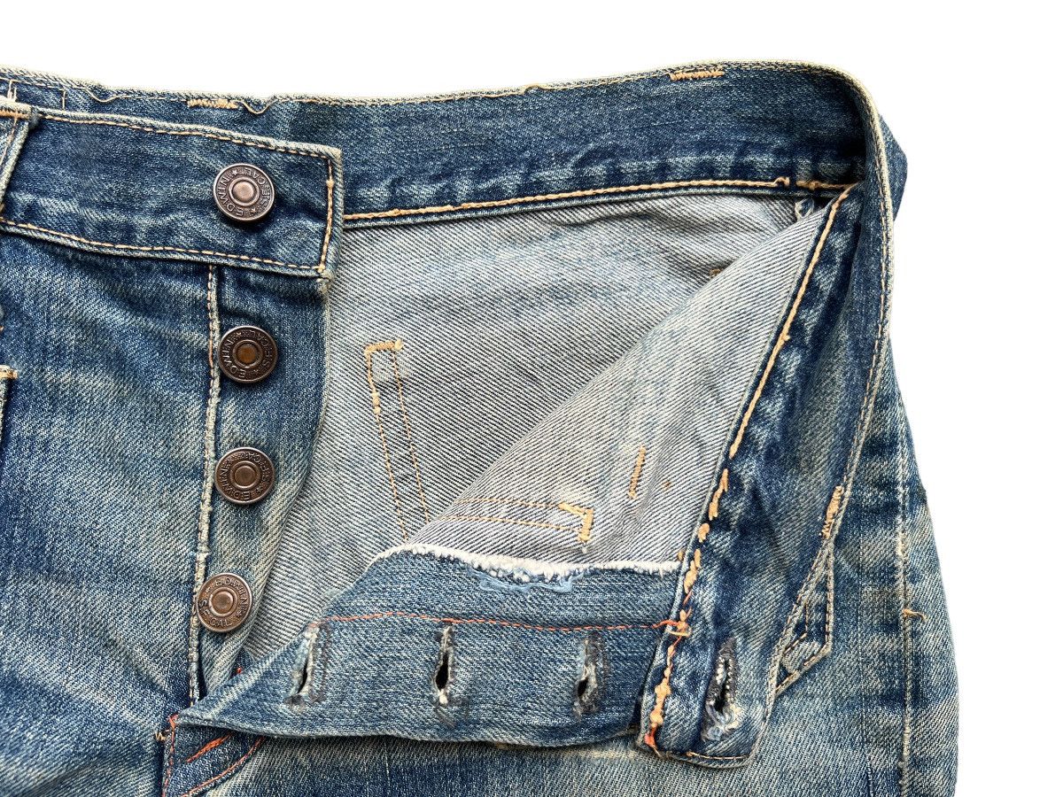 Edwin Vintage 80s Edwin Bushpant Patchwork Distressed Flare Jeans Size 30" / US 8 / IT 44 - 9 Thumbnail