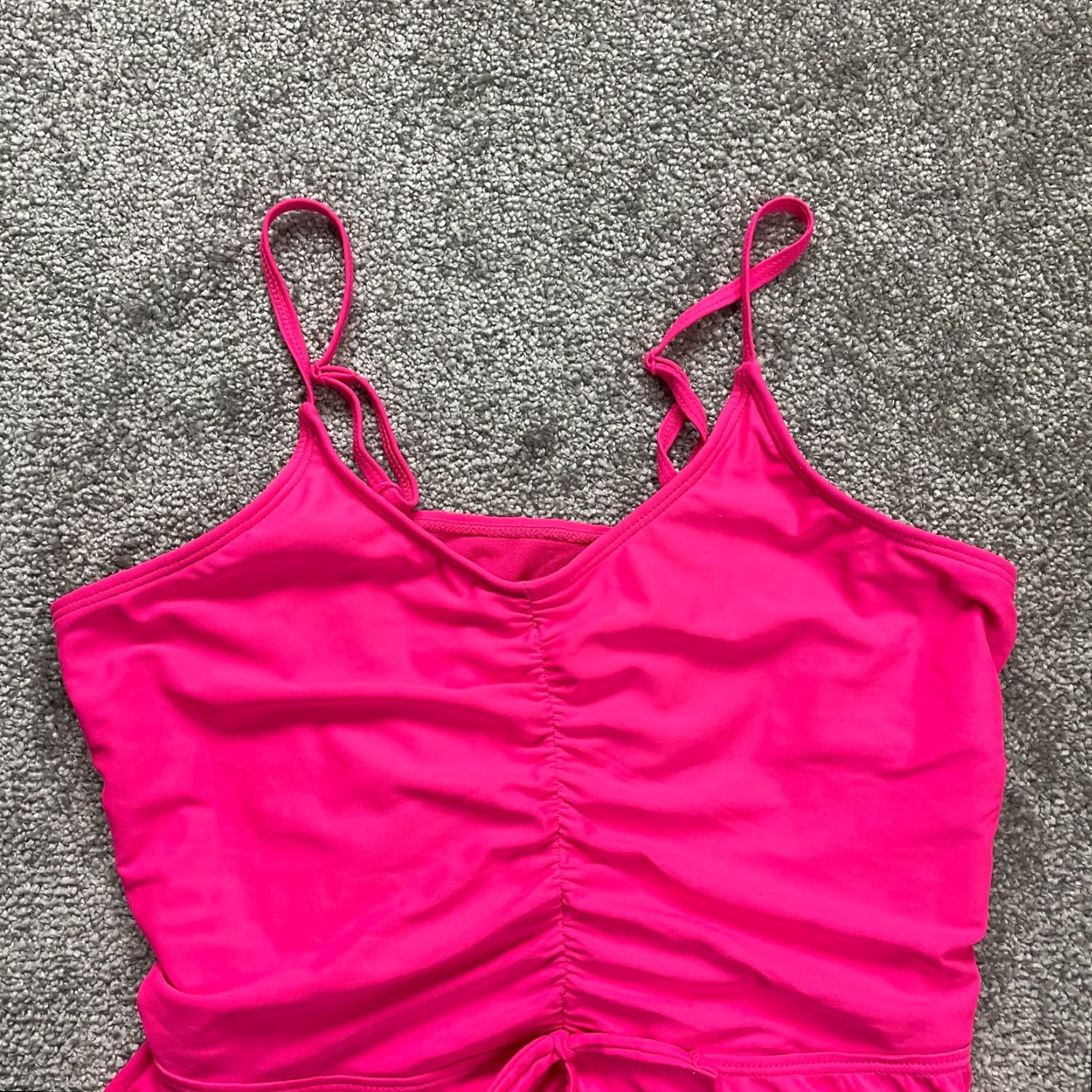 Vintage VINTAGE Unbranded Women's Tankini Swimsuit S Solid Pink Summer Beach Adjustable Strap Size ONE SIZE - 3 Thumbnail