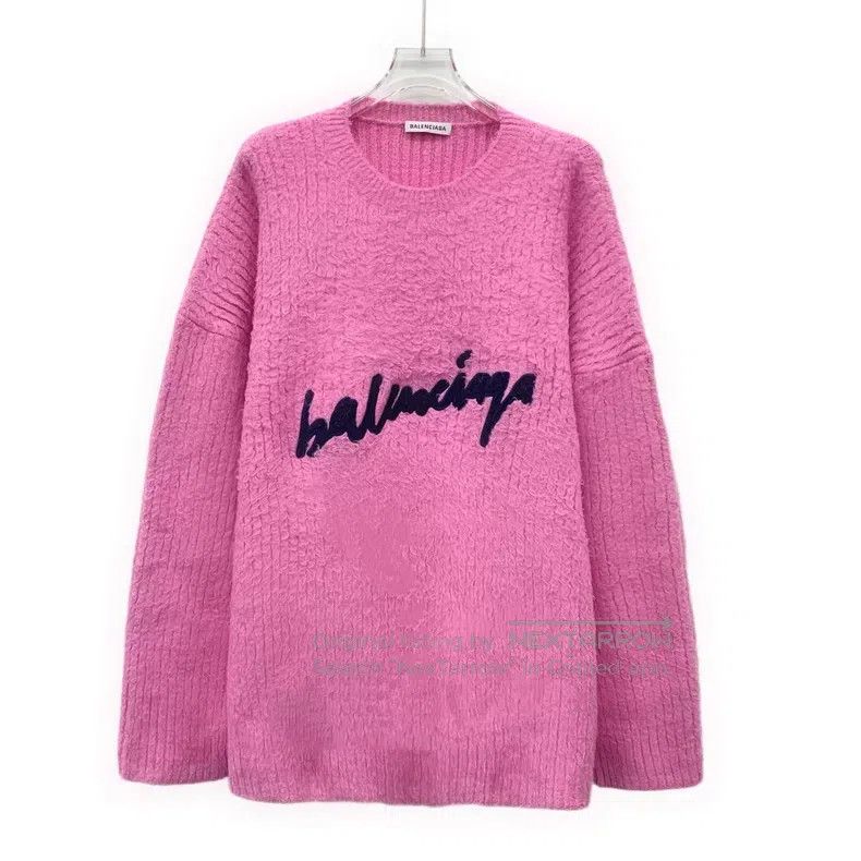 Balenciaga Balenciaga Pink logo lettering embroidered cotton crew-nec Size US M / EU 48-50 / 2 - 1 Thumbnail
