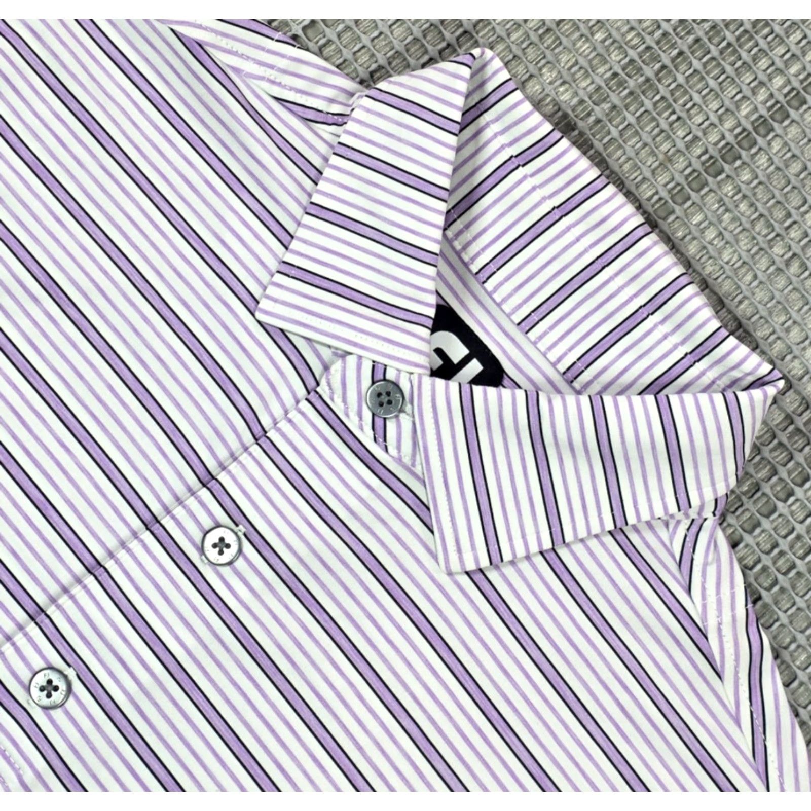 Footjoy FootJoy FJ Mens L Short Sleeve Pink White Stripe Performance Golf Polo Shirt Size US L / EU 52-54 / 3 - 4 Thumbnail