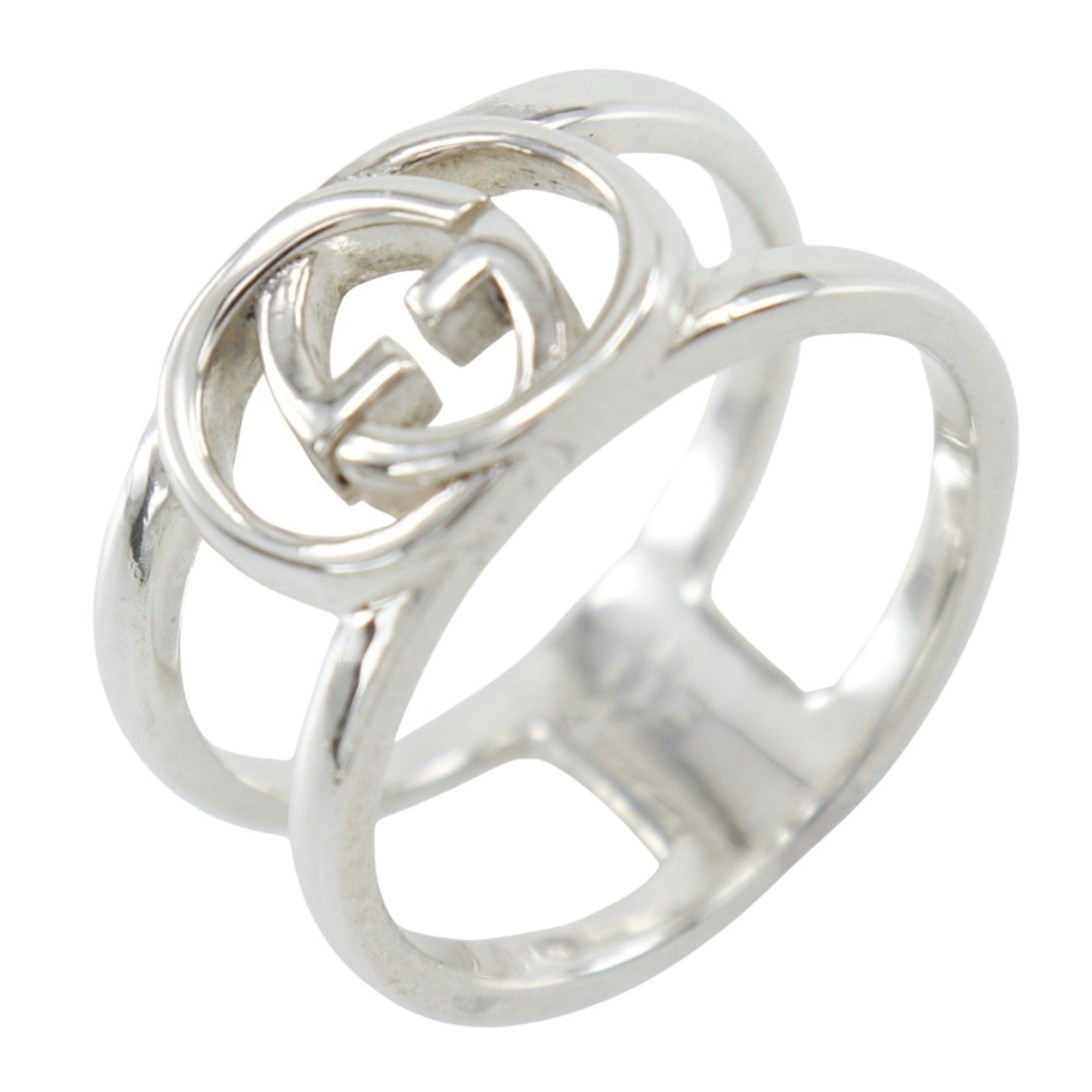 Gucci Interlocking G Ring Size 13.5 Wide Open Sterling Silver Approx. 4.3g Women's