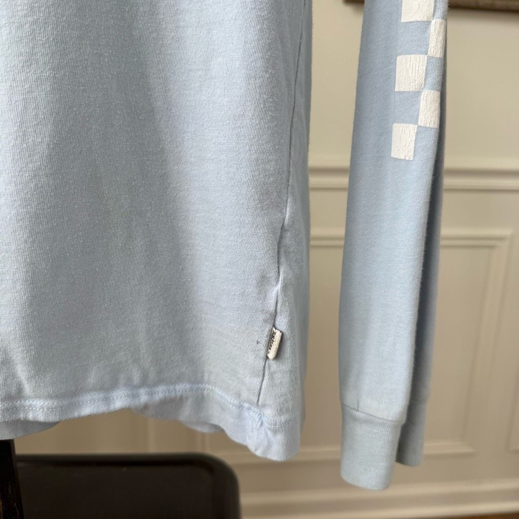Vans Vans Light Blue Long Sleeve Tshirt 100% Cotton Checkerboard Slim L Size US L / EU 52-54 / 3 - 5 Thumbnail