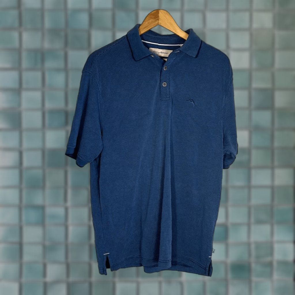 Tommy Bahama Tommy Bahama Polo Shirt Mens L Blue All Square Golf Modal Stretch T22043 Orange Exterior Color Mens L Size US L / EU 52-54 / 3 - 1 Thumbnail