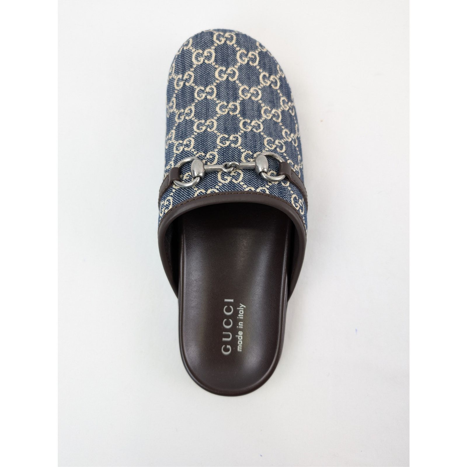 Gucci o1rshd1 Horsebit Mule Slide Sandals in Beige Blue/ Navy Blue Size US 8.5 / EU 41-42 - 18 Thumbnail
