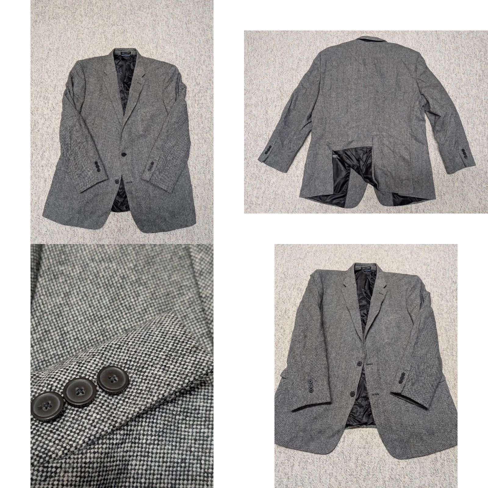 Tommy Hilfiger TOMMY HILFIGER blazer TWEED gray 46L wool sportscoat blazer 46L Mens Notch Wool Tweed Gray, Weave, Two-Button, Regular Fit Size 46R - 8 Thumbnail
