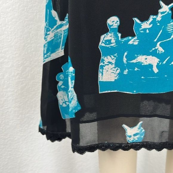 Hysteric Glamour × Vintage Hysterics Momento Mori Devil Skulls Lace V Neck Cap Sleeve S Size M / US 6-8 / IT 42-44 - 8 Thumbnail
