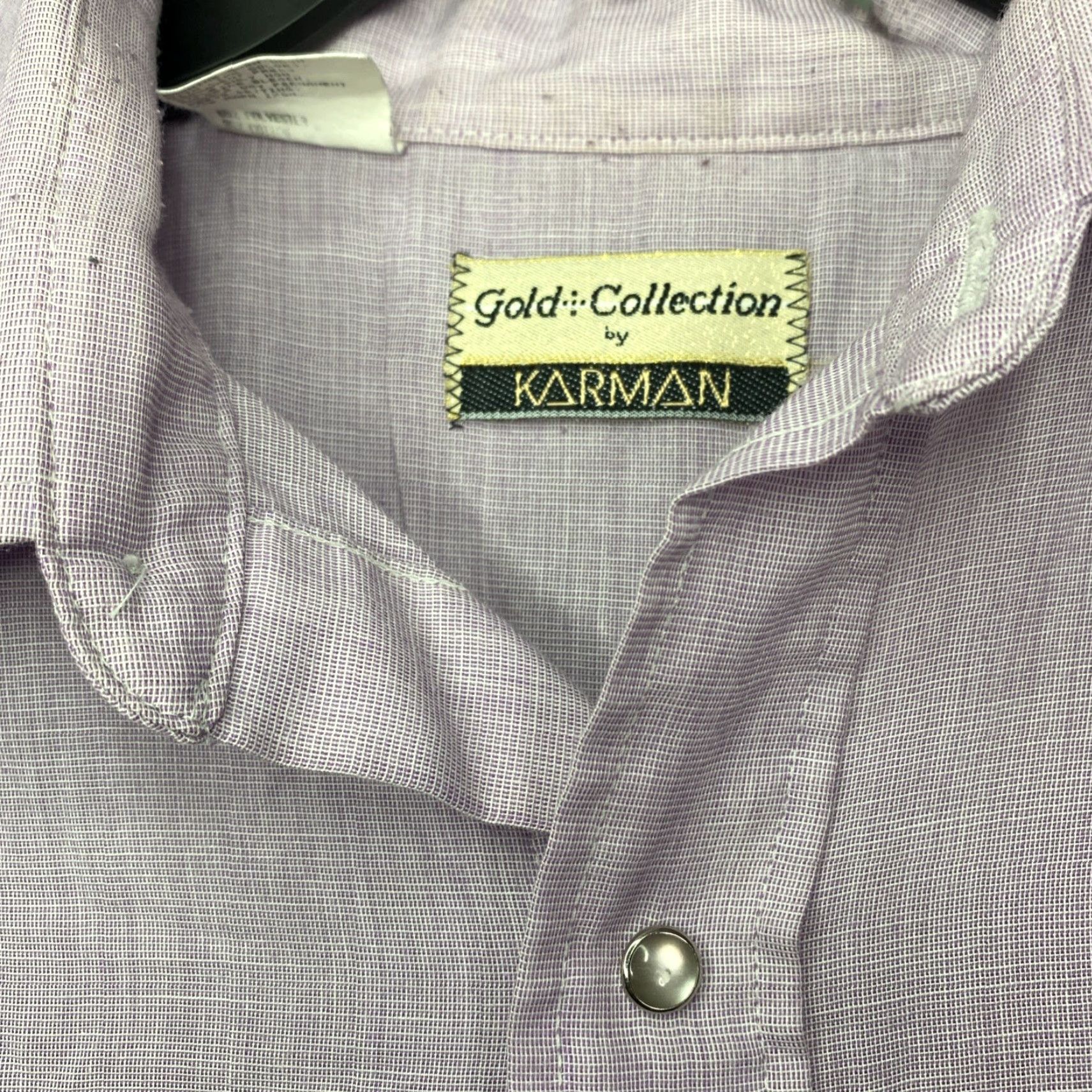 Armani VINTAGE Karman Western Pearl Snap Shirt Mens L Rockabilly Purple 1970s Cotton Blend Short Sleeve Made in United States Size US L / EU 52-54 / 3 - 2 Thumbnail